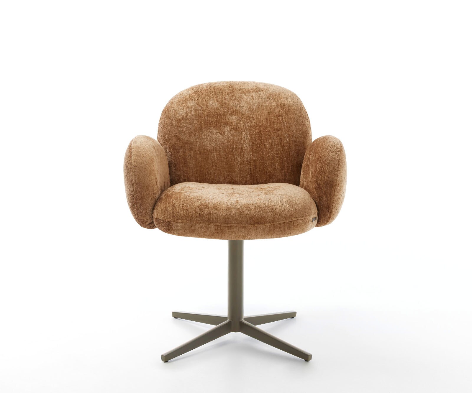 Drehstuhl Nube-Flex mit Armlehnen Chenille Rost Fußkreuz Effektfinish Titan 360° drehbar Taschenfederkern 1