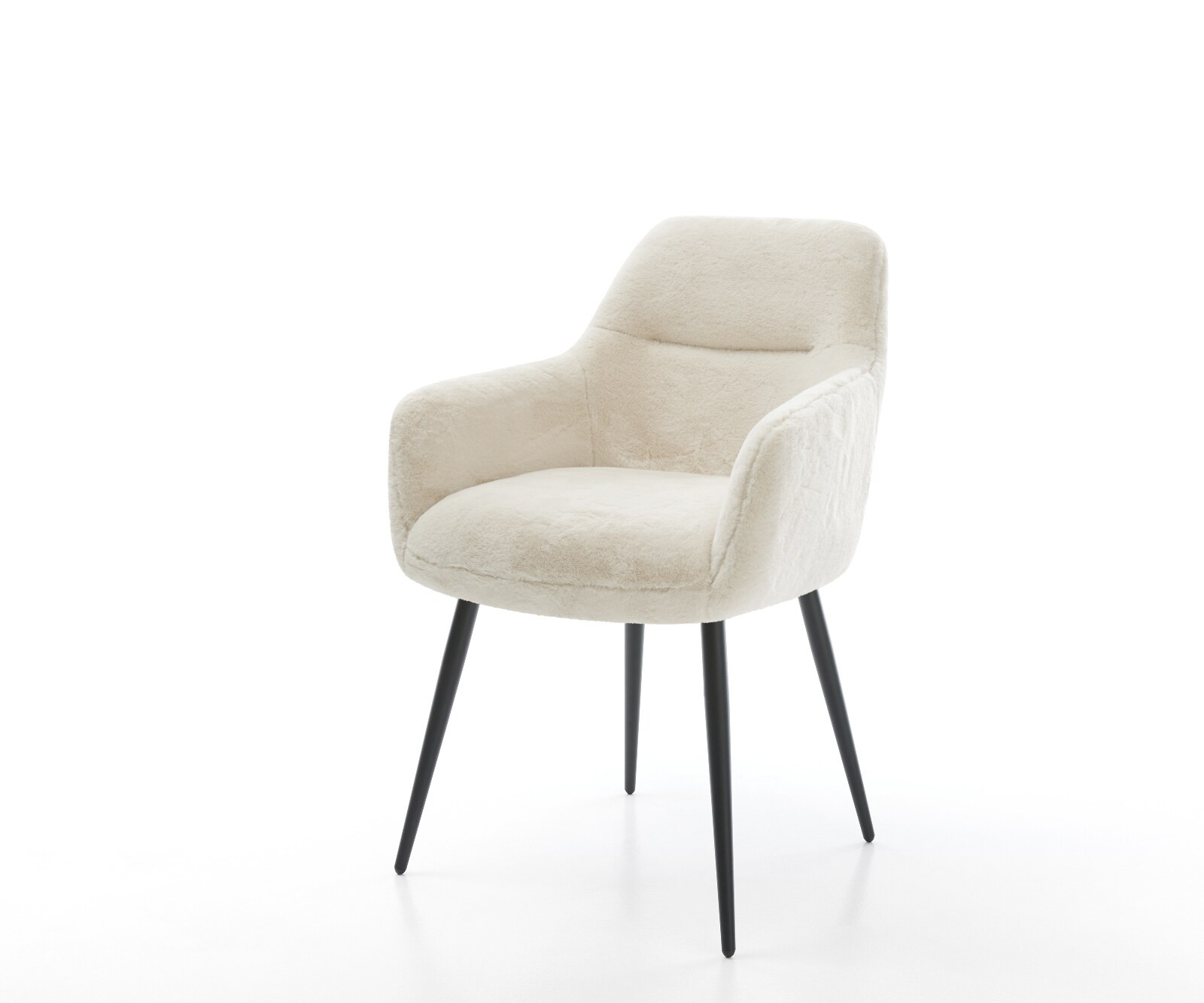 Esszimmerstuhl Pejo-Flex Plüsch Creme-Weiß 4-Fuß konisch Schwarz Taschenfederkern 1