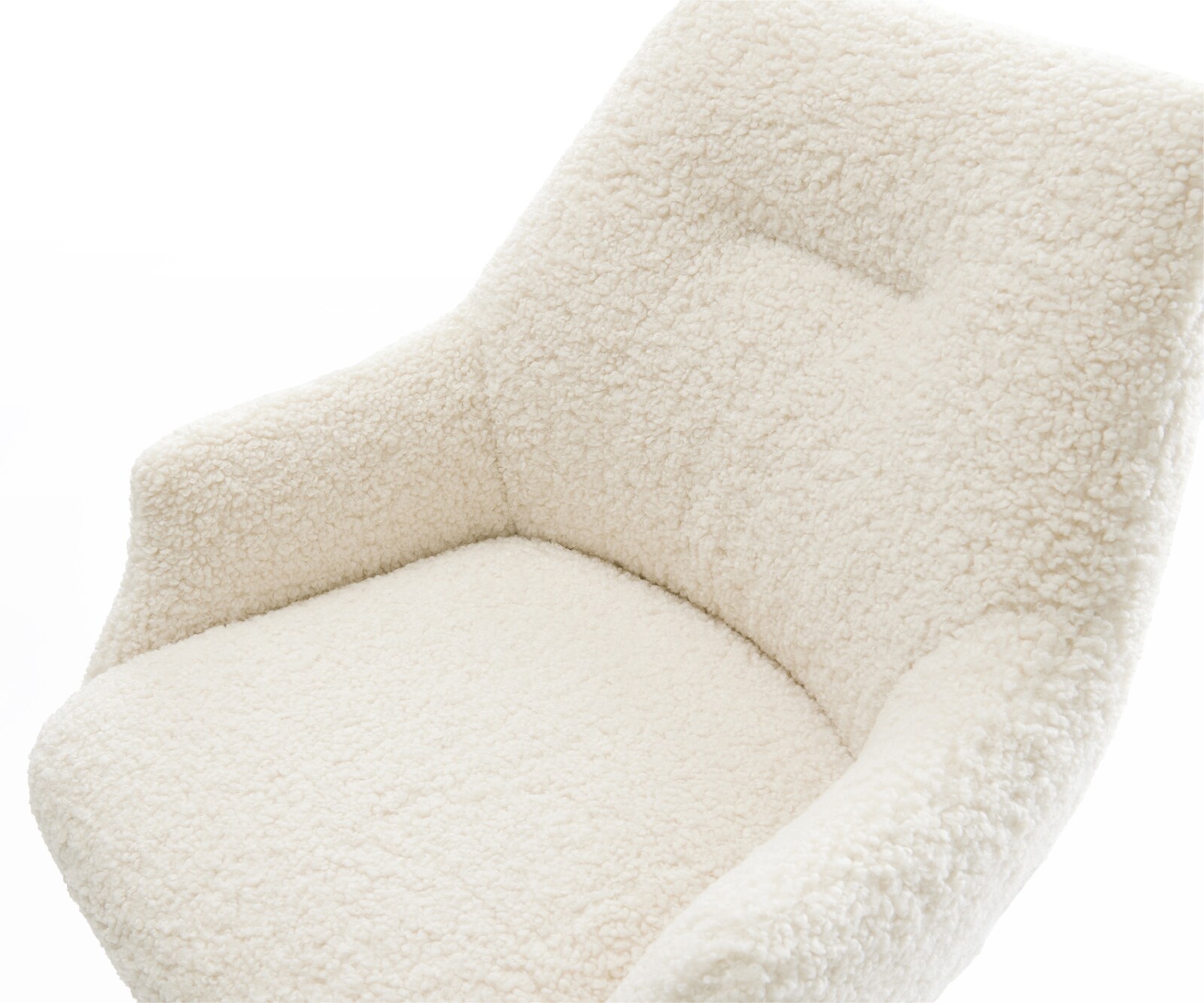 Chaise-de-bar Alja-Flex Tissu teddy Beige Pied pivotant réglable en hauteur en acier inoxydable Argent Ressort ensaché 4