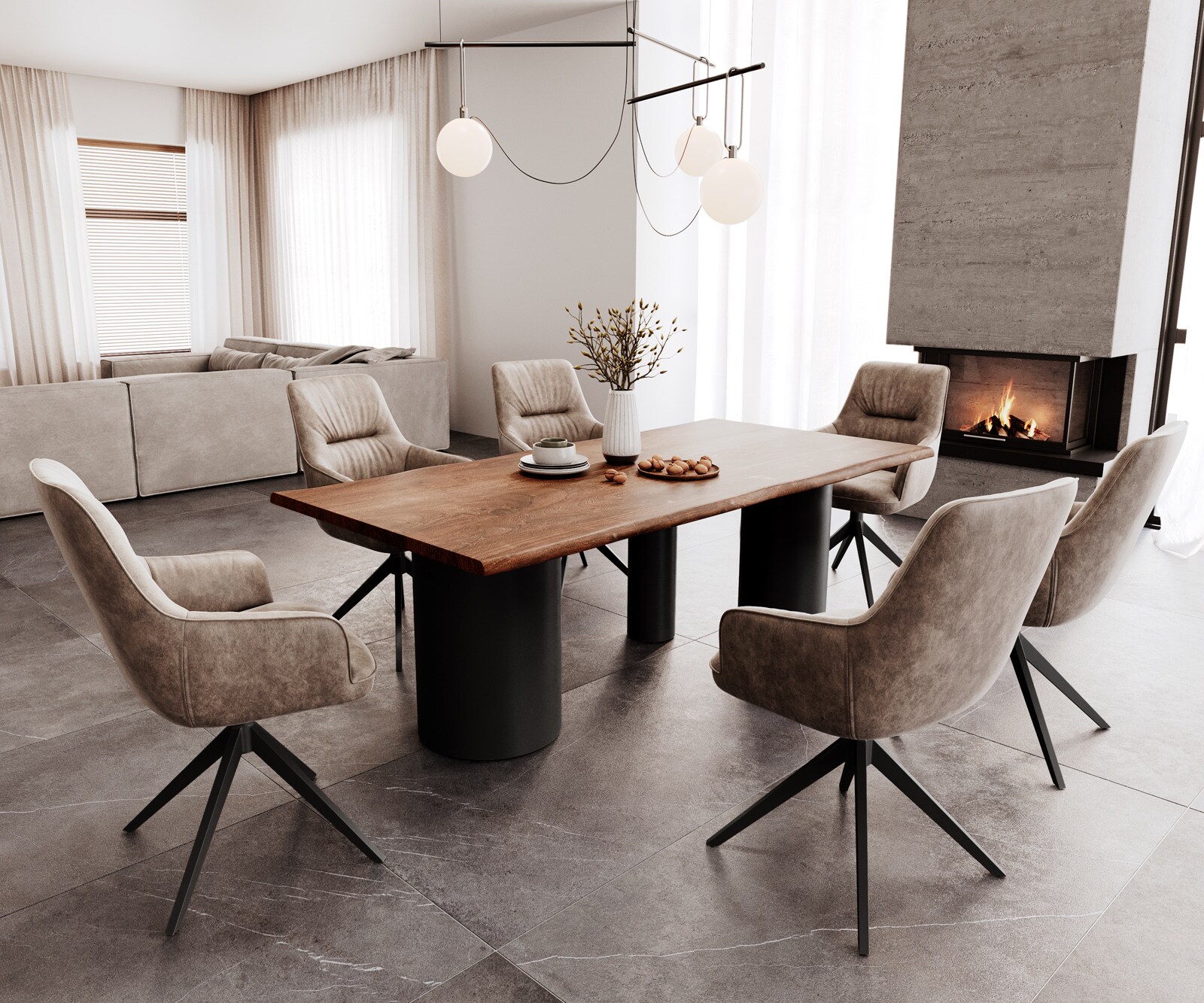 Table à manger Edge 200x100 acacia marron Troa métal noir Live-Edge 5