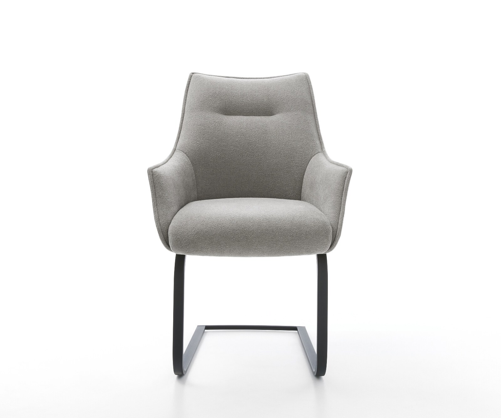Freischwinger Alja-Flex mit Armlehnen Strukturstoff Soft Grau Freischwinger flach Schwarz Taschenfederkern 1