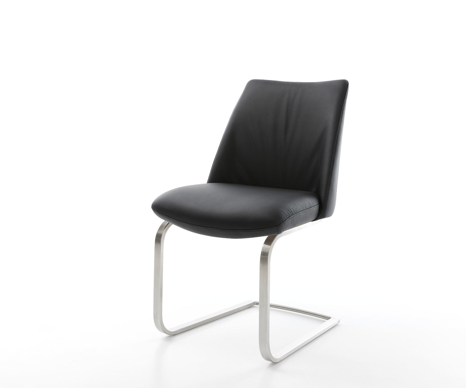Freischwinger Elso-Flex Echt-Leder Schwarz Freischwinger flach Edelstahl Taschenfederkern
