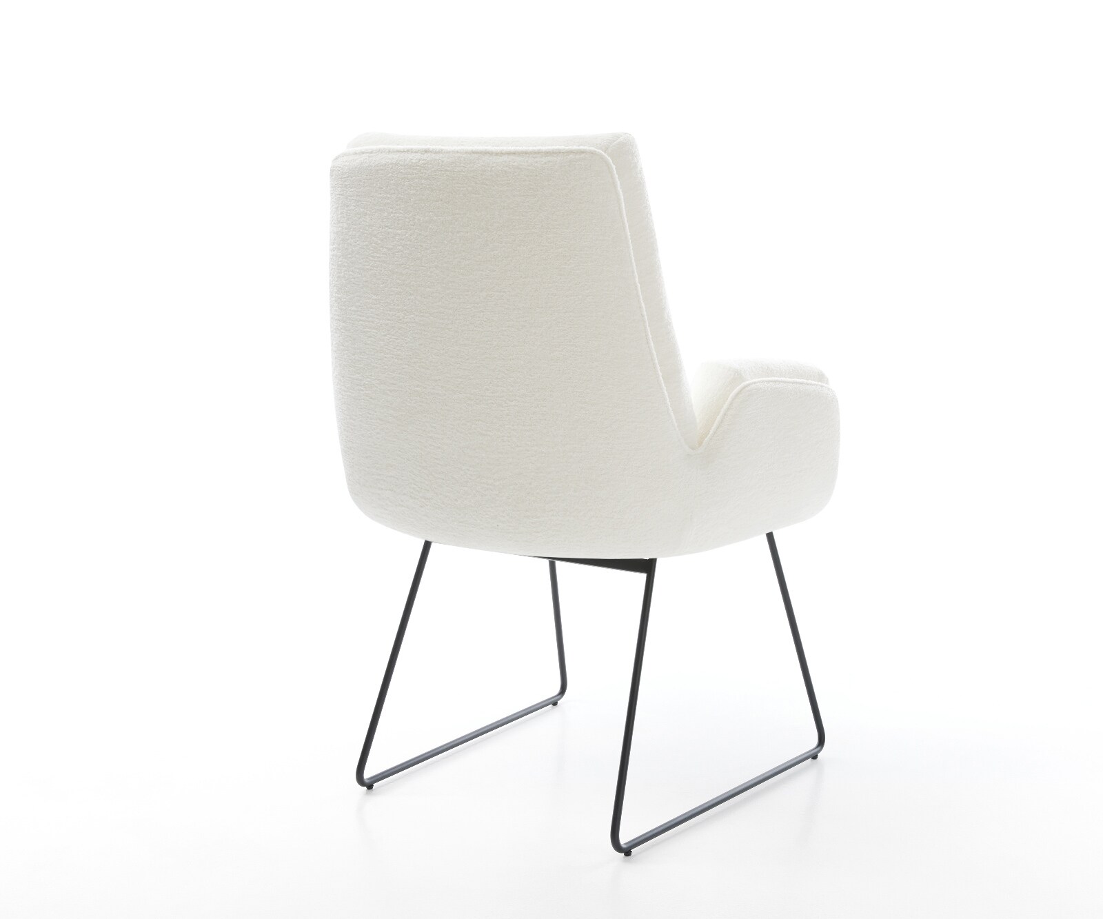 Chaise-de-salle-à-manger Clea-Flex bouclé doux beige pied trapèze noir 4