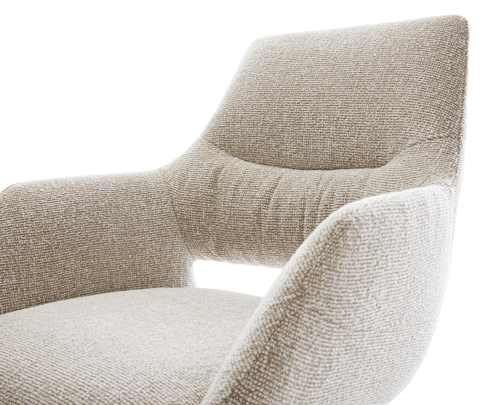 Freischwinger Yago-Flex mit Armlehnen Webstoff Soft Beige Freischwinger flach Effektfinish Titan Taschenfederkern 3
