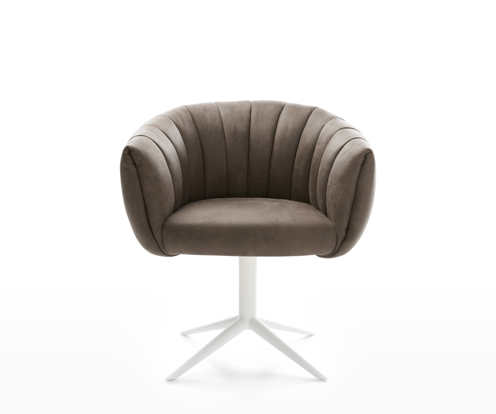 Drehstuhl Jada-Flex Mikrofaser Taupe Vintage Fußkreuz Weiß 360° drehbar Wippfunktion Taschenfederkern 2