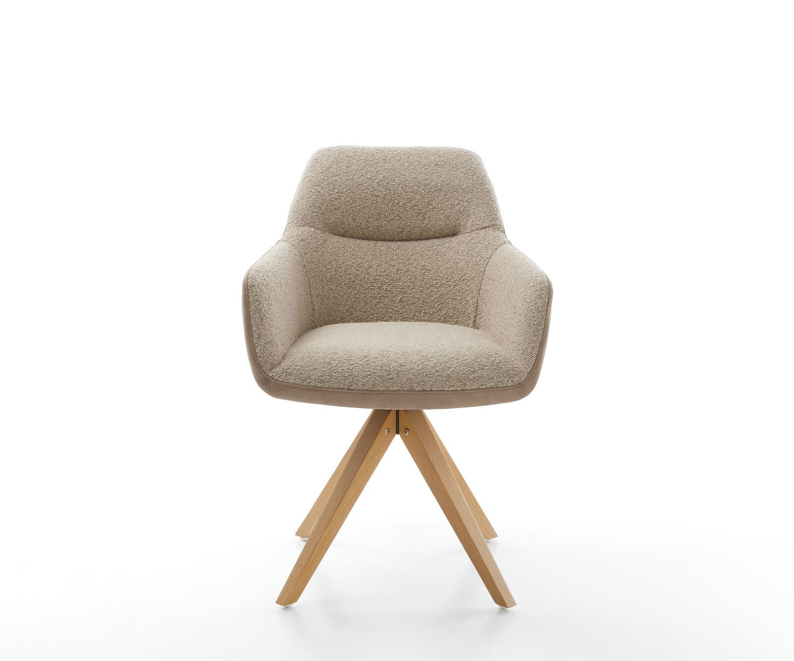 Chaise-pivotante Pejo-Flex tissu mixte couleur boue pied en bois angulaire blanc pivotement sur 180° ressorts ensachés 1 Chaise-pivotante Pejo-Flex tissu mixte couleur boue pied en bois angulaire blanc pivotement sur 180° ressorts ensachés 1