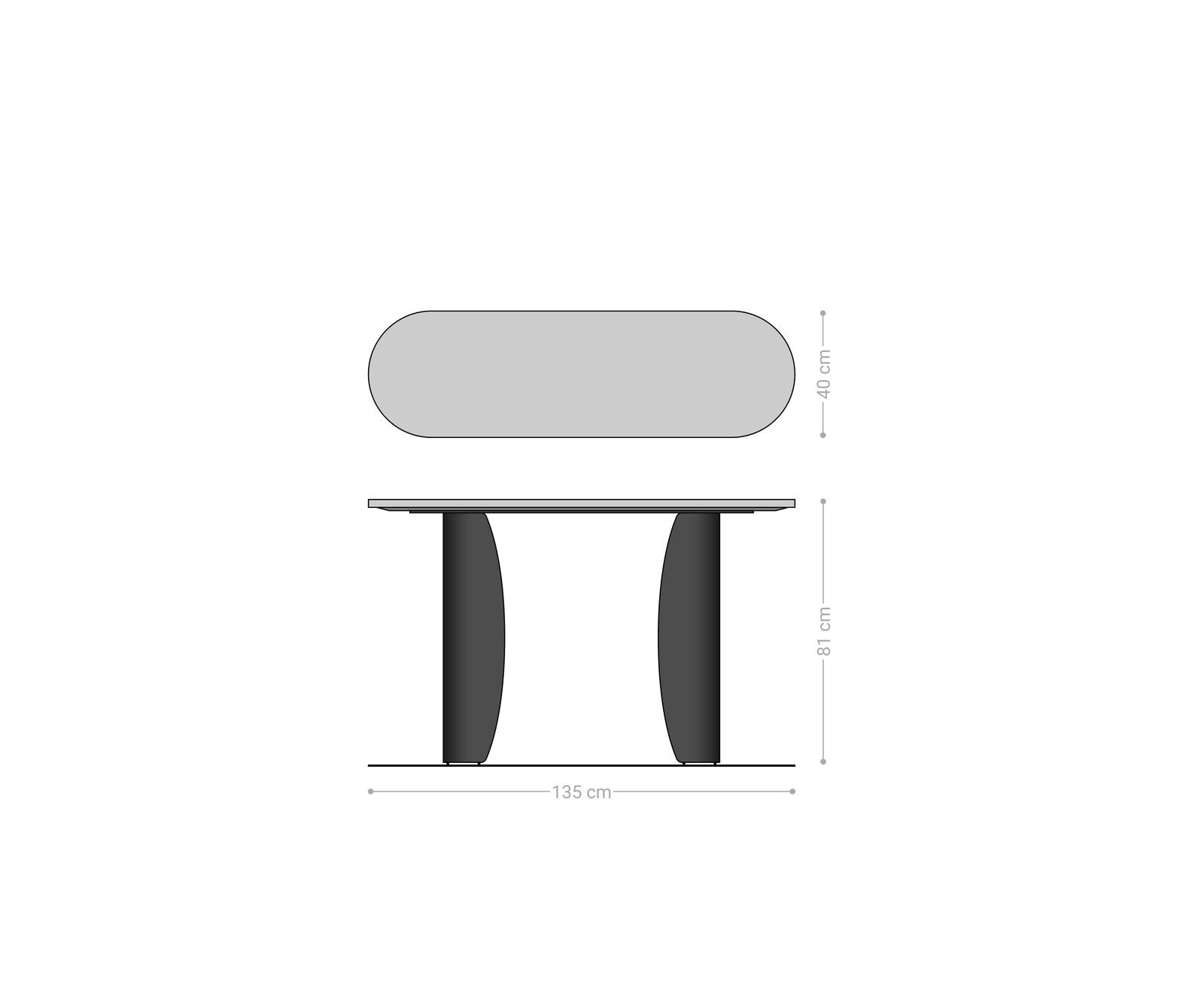 Konsolentisch Solena 135x40 cm Marmor Schwarz Silber Metall Gold Ombre 5
