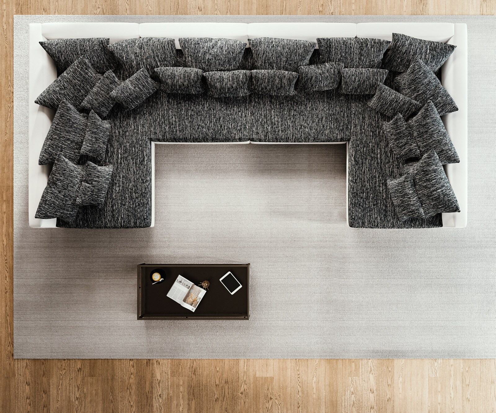 Canapé Clovis XL blanc noir modulaire 3