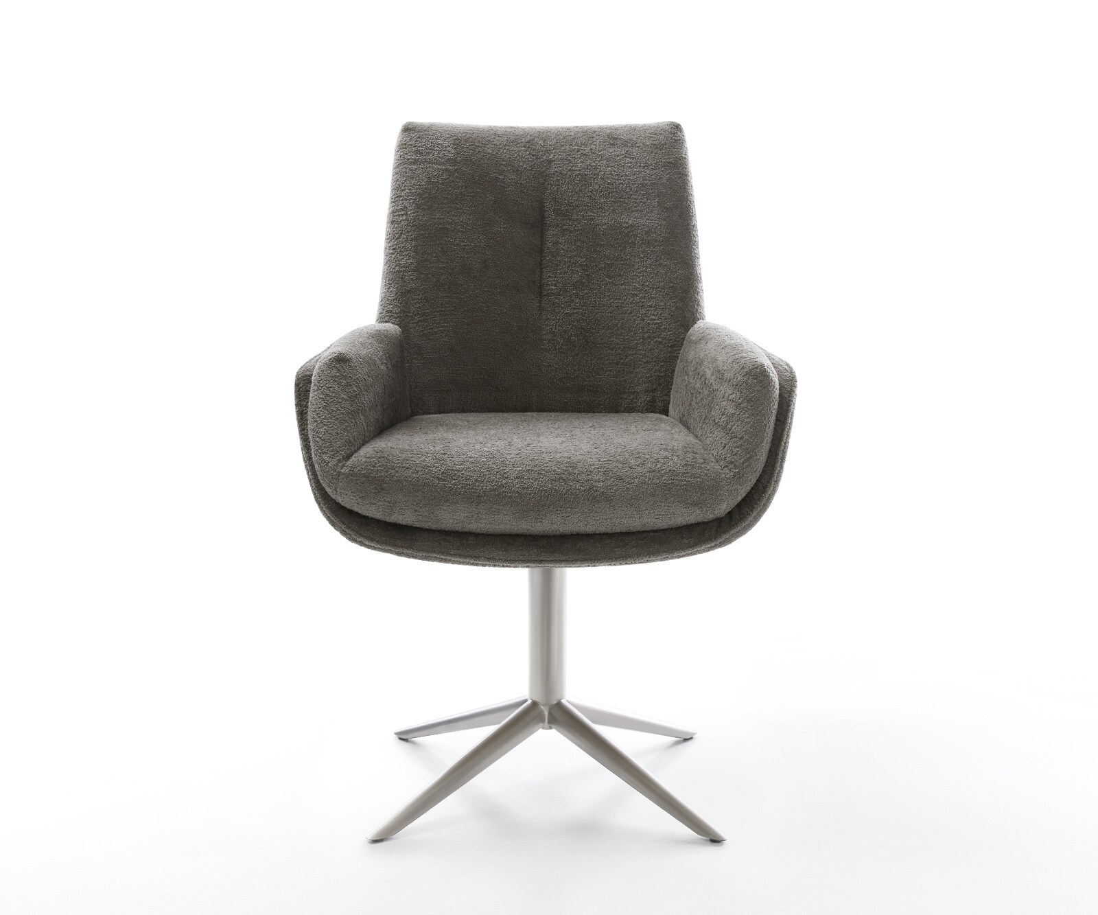 Chaise-pivotante Clea-Flex bouclé doux couleur boue pied de chaise 4 branches acier inoxydable pivotement sur 360° fonction bascule 1