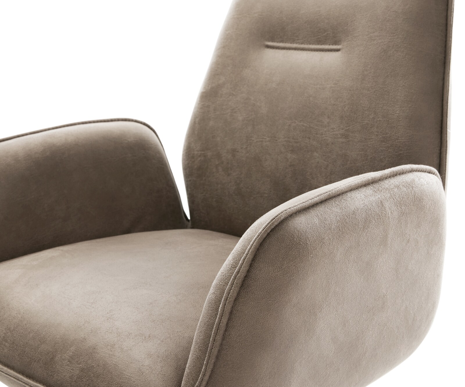 Drehstuhl Zoa-Flex Mikrofaser Taupe Vintage Kreuzgestell breit Graphit 360° drehbar Wippfunktion Taschenfederkern 4