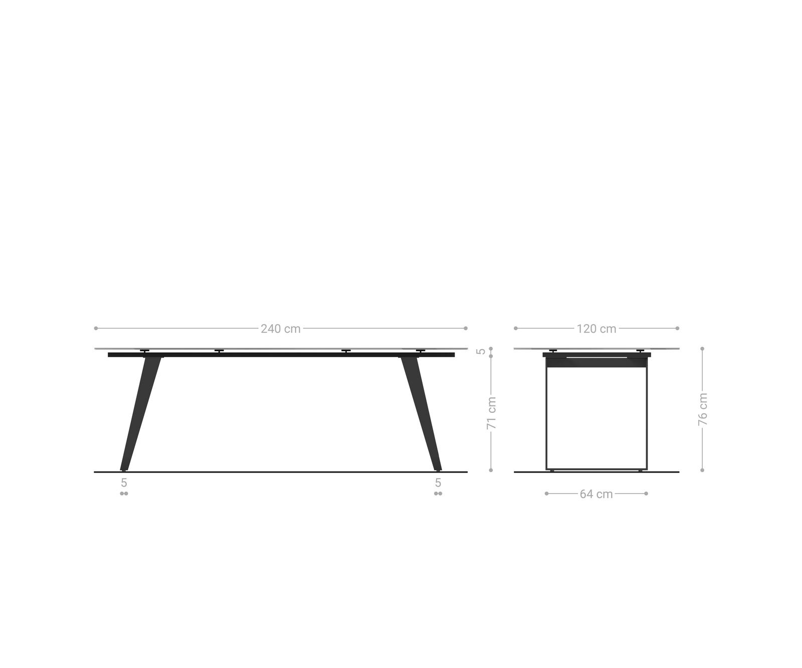 Esstisch Edge Boot 240x120 cm Reliefglas Perlmutt 3D-Design Metall Schräg Weiß 5