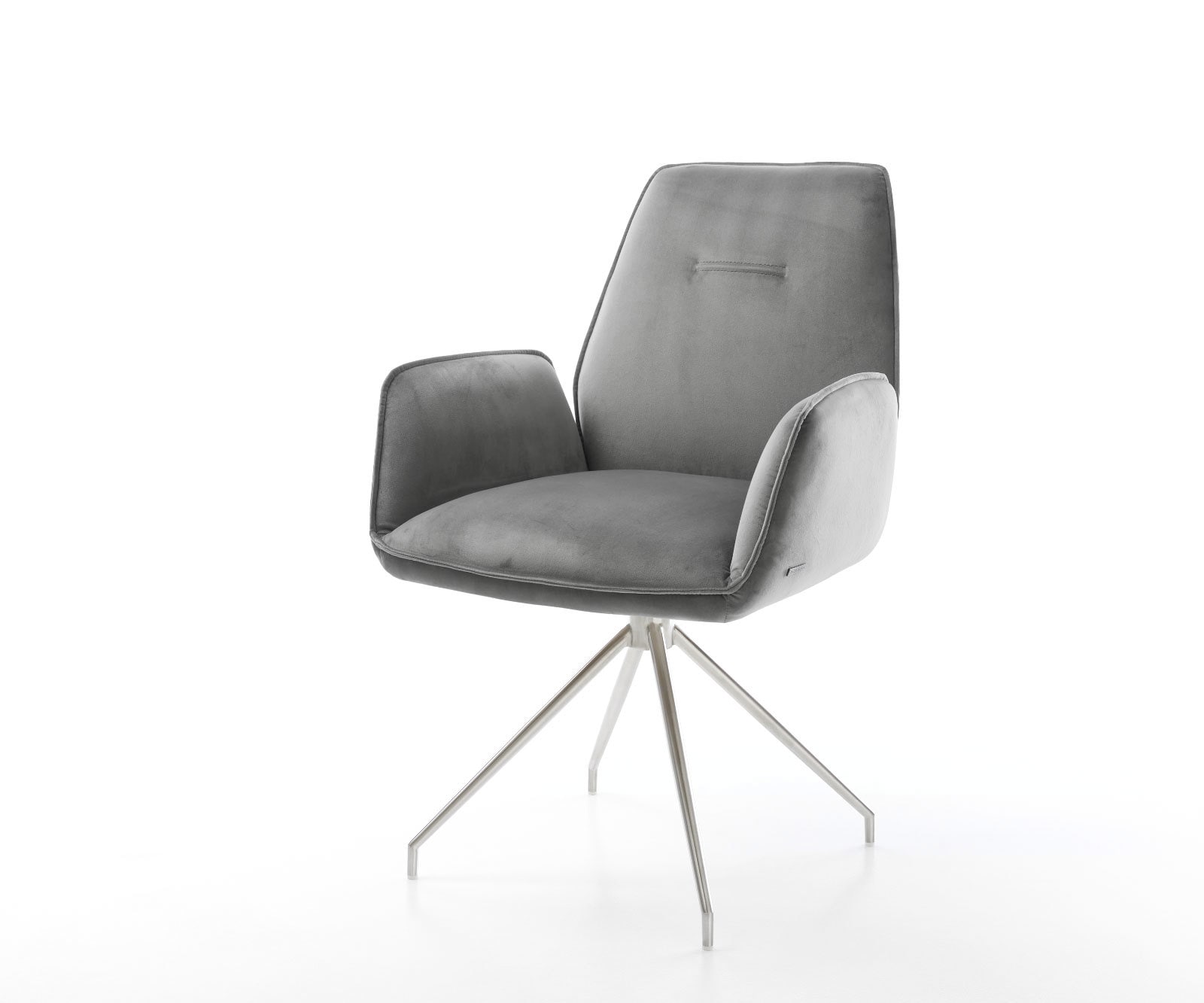 Esszimmerstuhl Zoa-Flex Samt Grau Kreuzgestell konisch Edelstahl Taschenfederkern Esszimmerstuhl Zoa-Flex Samt Grau Kreuzgestell konisch Edelstahl Taschenfederkern