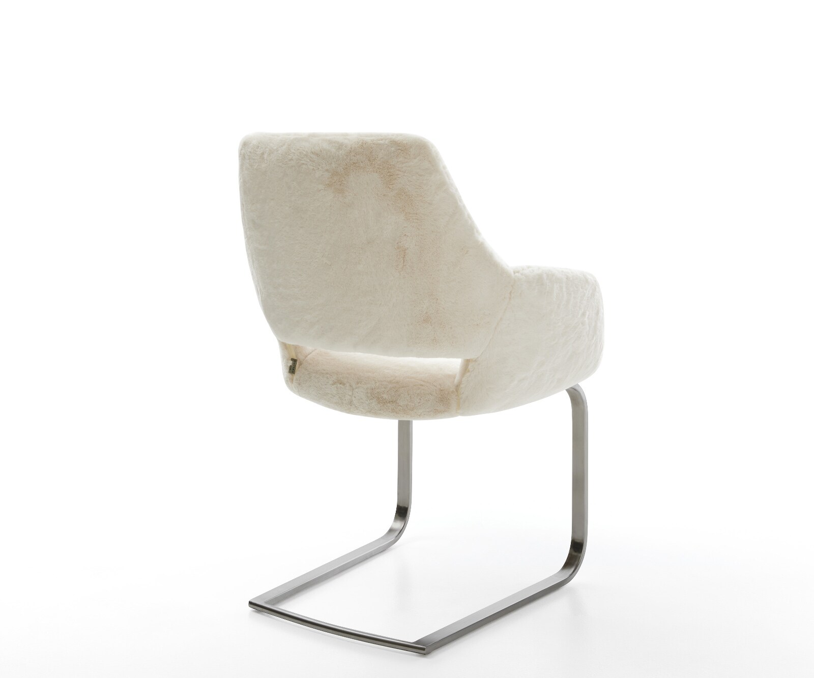 Freischwinger Yago-Flex mit Armlehnen Plüsch Creme-Weiß Freischwinger flach Graphit Taschenfederkern 4