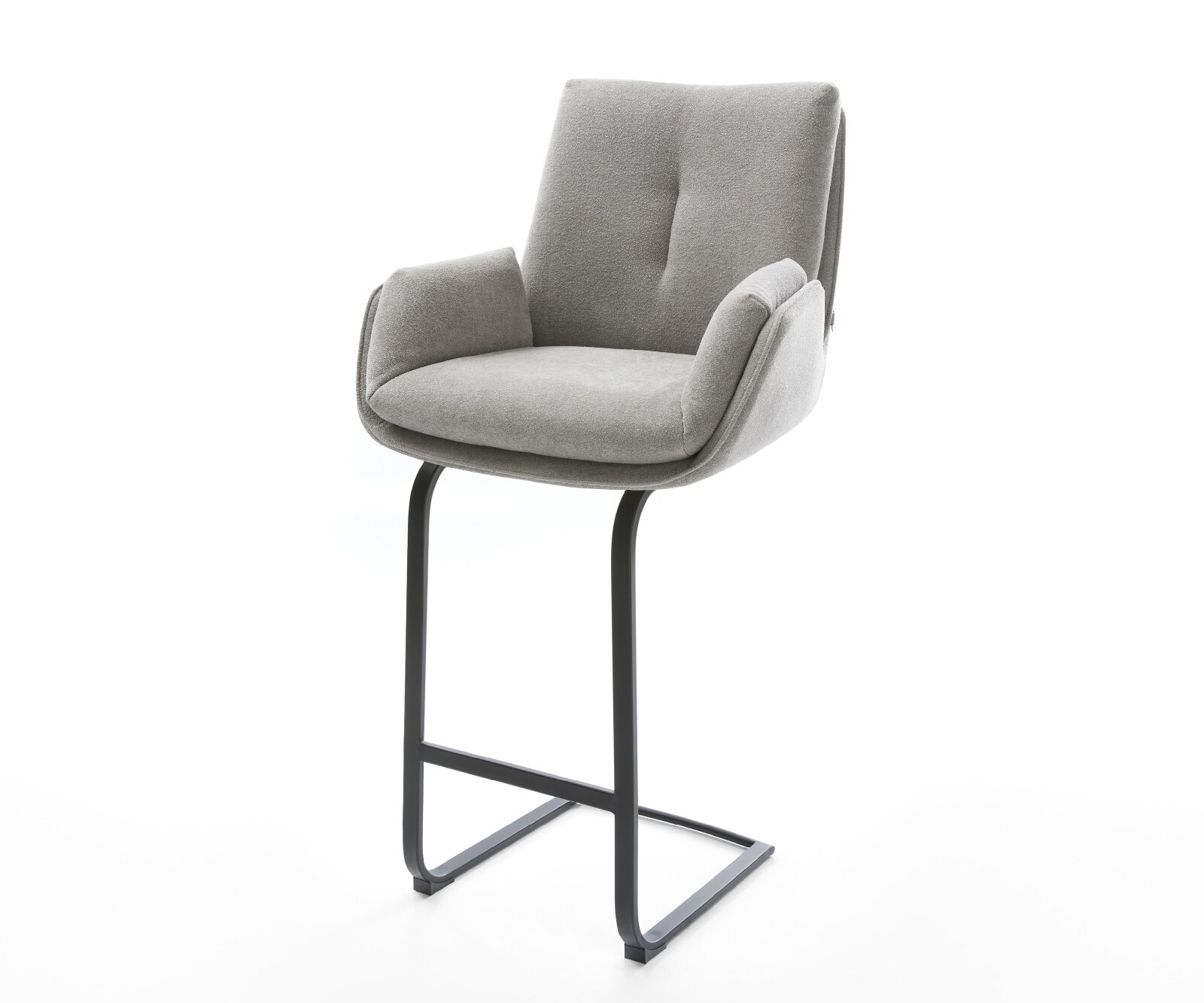 Barstuhl Clea-Flex Strukturstoff Soft Grau Freischwinger Flach Metall