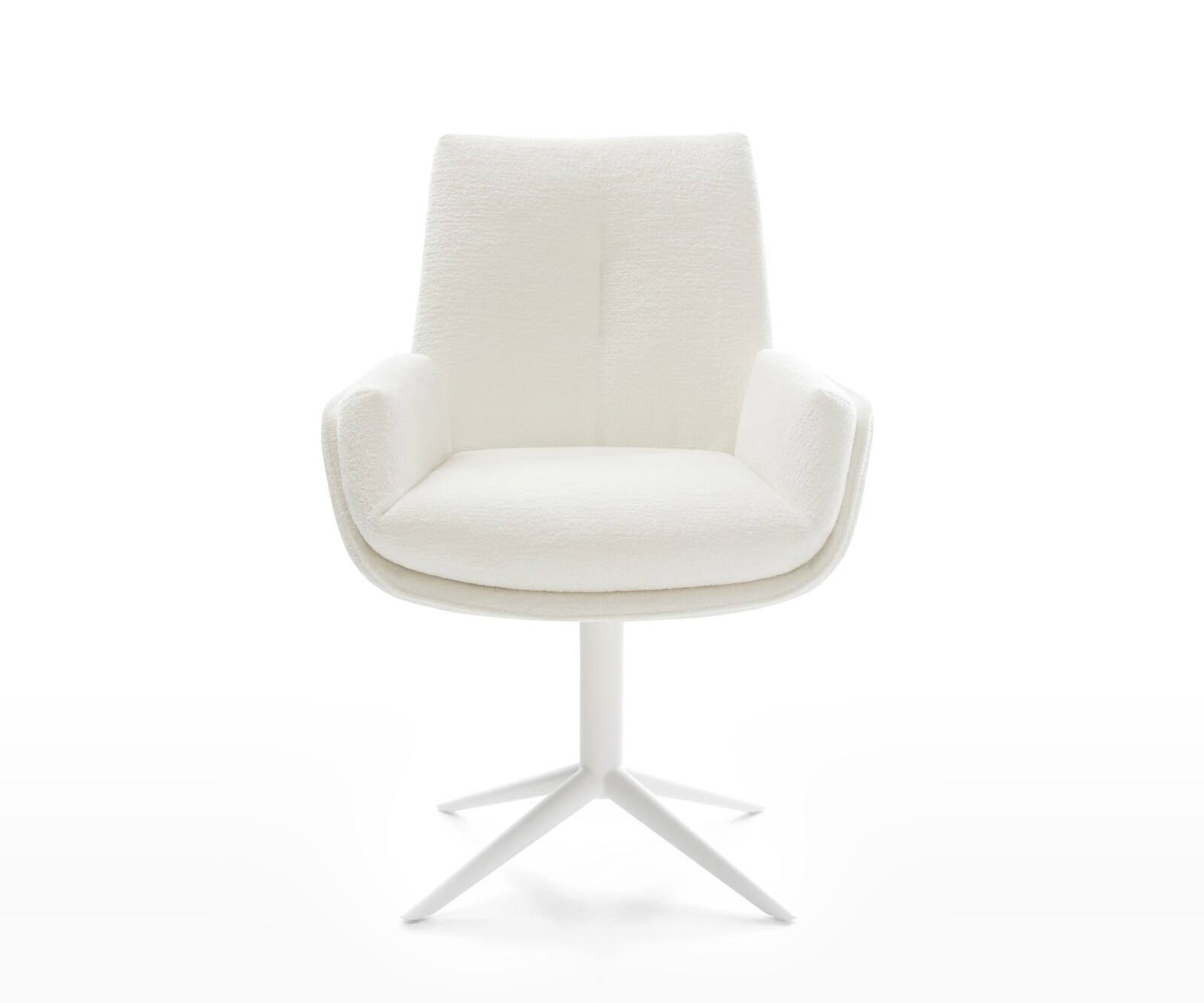 Chaise-pivotante Clea-Flex bouclé doux beige pied de chaise 4 branches blanc pivotement sur 360° fonction bascule 2