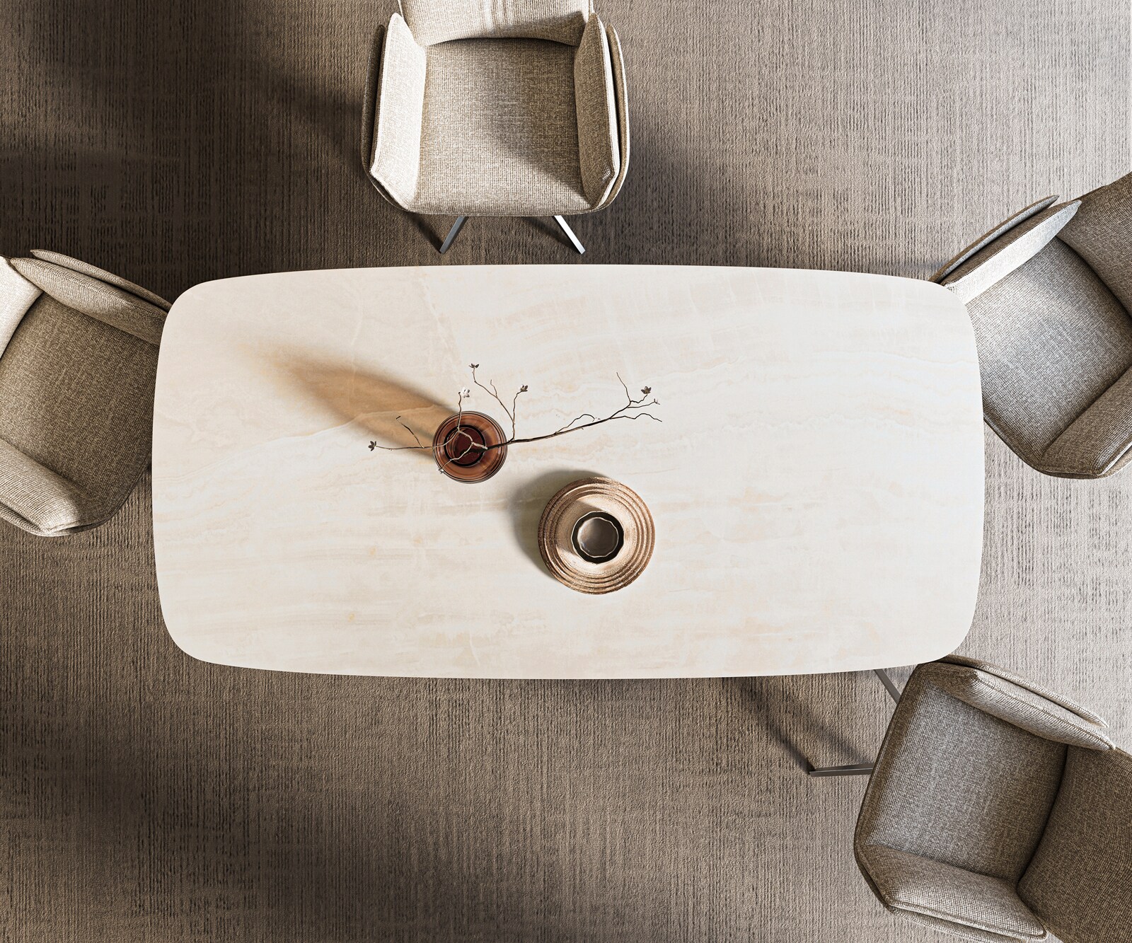 Esstisch Edge Boot 200x100 cm Keramik Onyx Champagne Edelstahl Breit 5