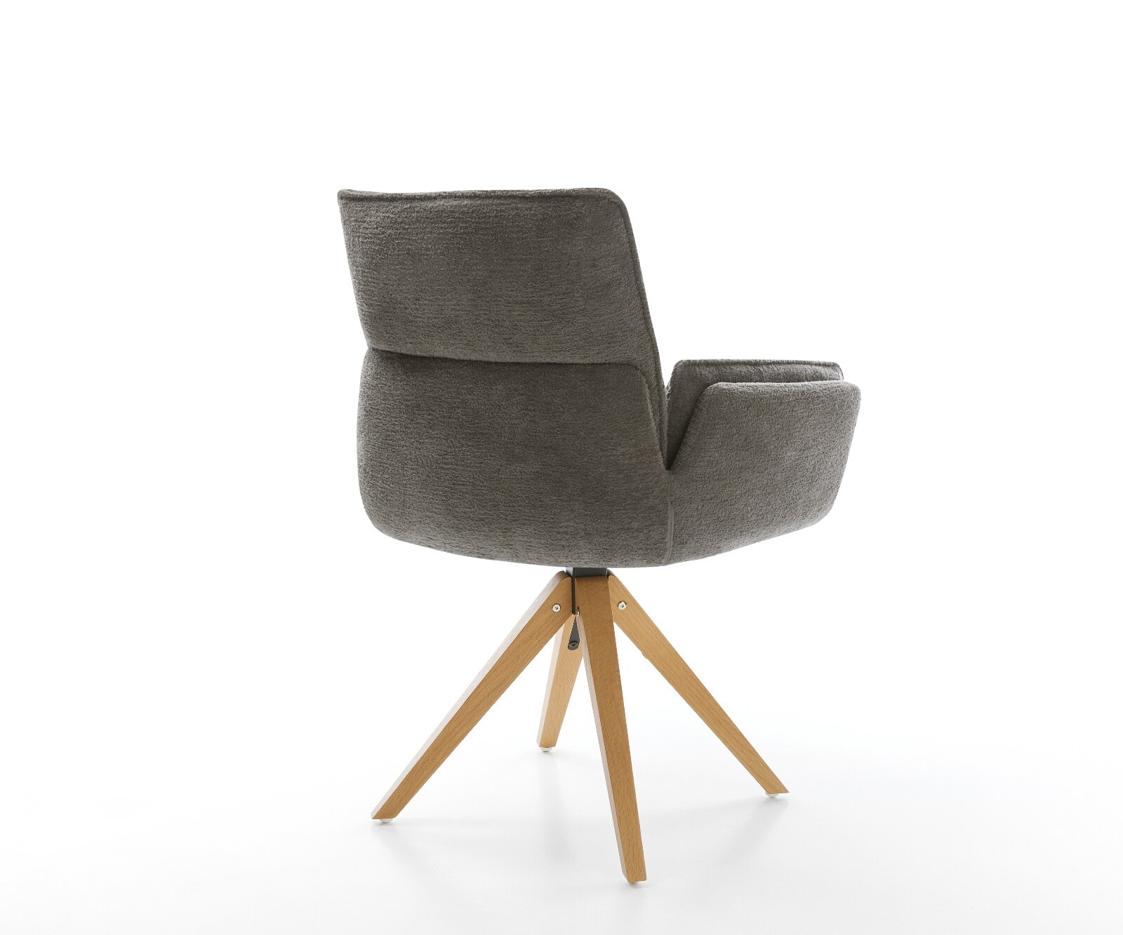 Drehstuhl Nela-Flex Bouclé Soft Schlamm Holzgestell kantig Natur 360° drehbar 5