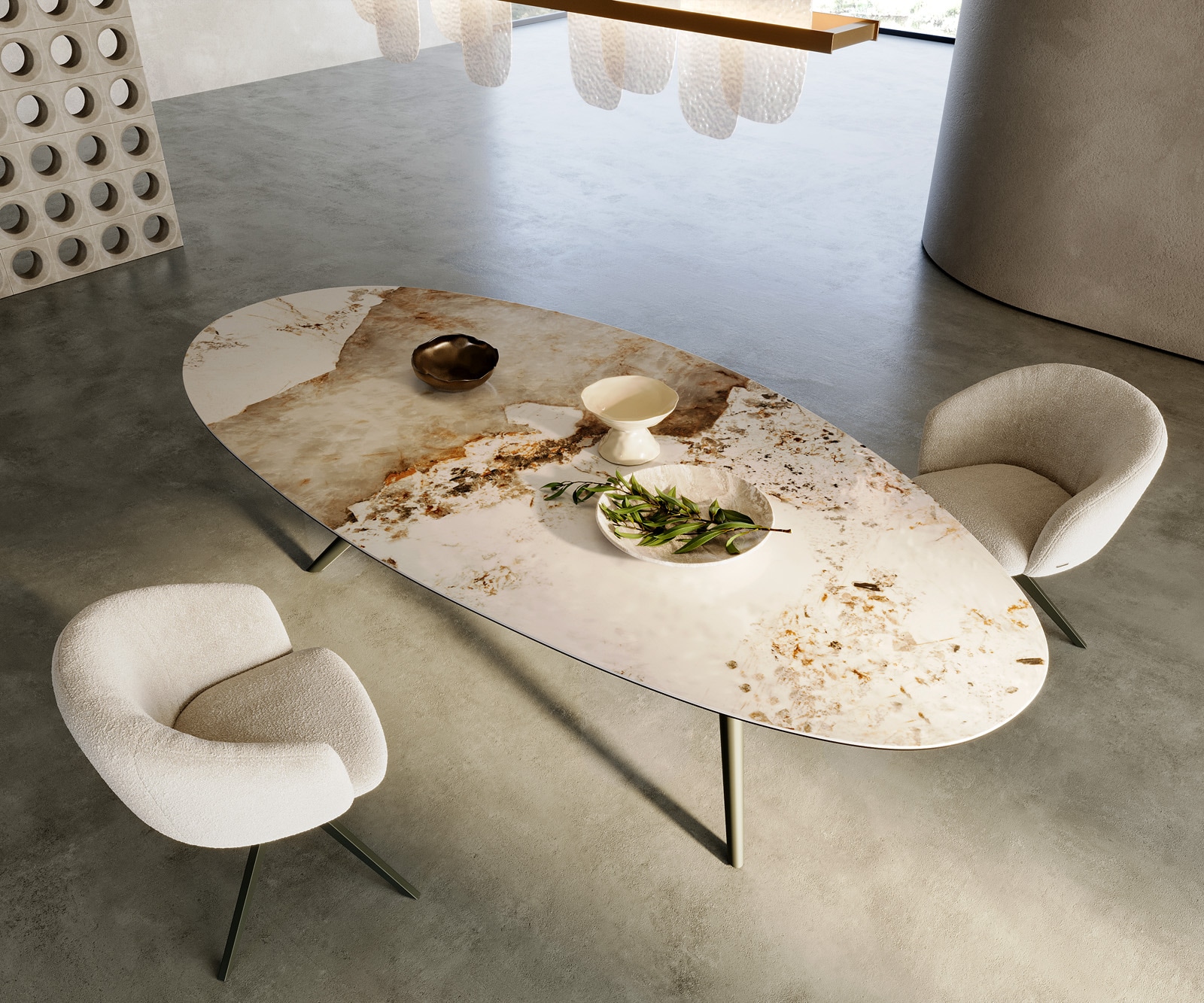 Esstisch Edge Oval 280x130 Keramik Minas Melange Weiß-Beige Estelar rund Metall Effektfinish Titan 1 Esstisch Edge Oval 280x130 Keramik Minas Melange Weiß-Beige Estelar rund Metall Effektfinish Titan 1