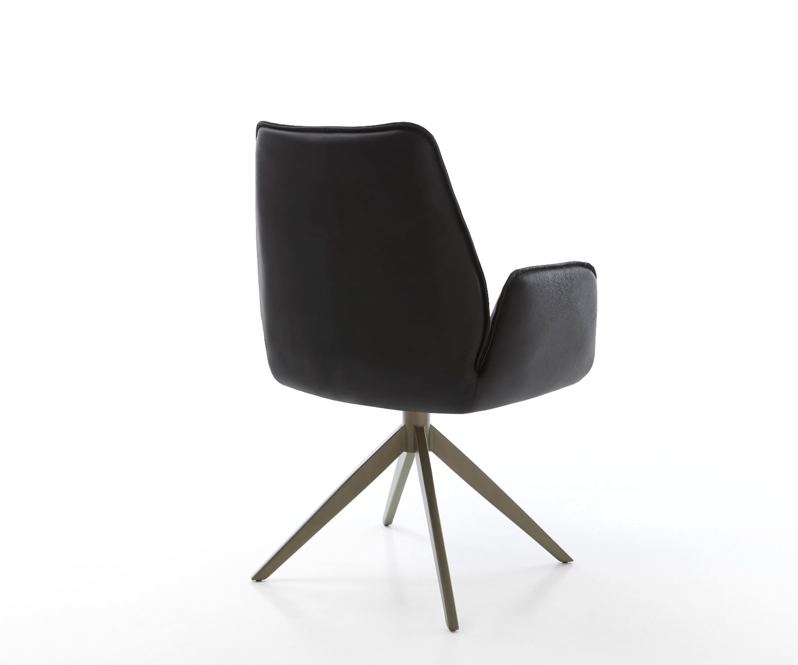 Chaise-pivotante Zoa-Flex cuir de vache noir pied croisé large aspect titane pivotement sur 360° fonction bascule ressorts ensachés 1