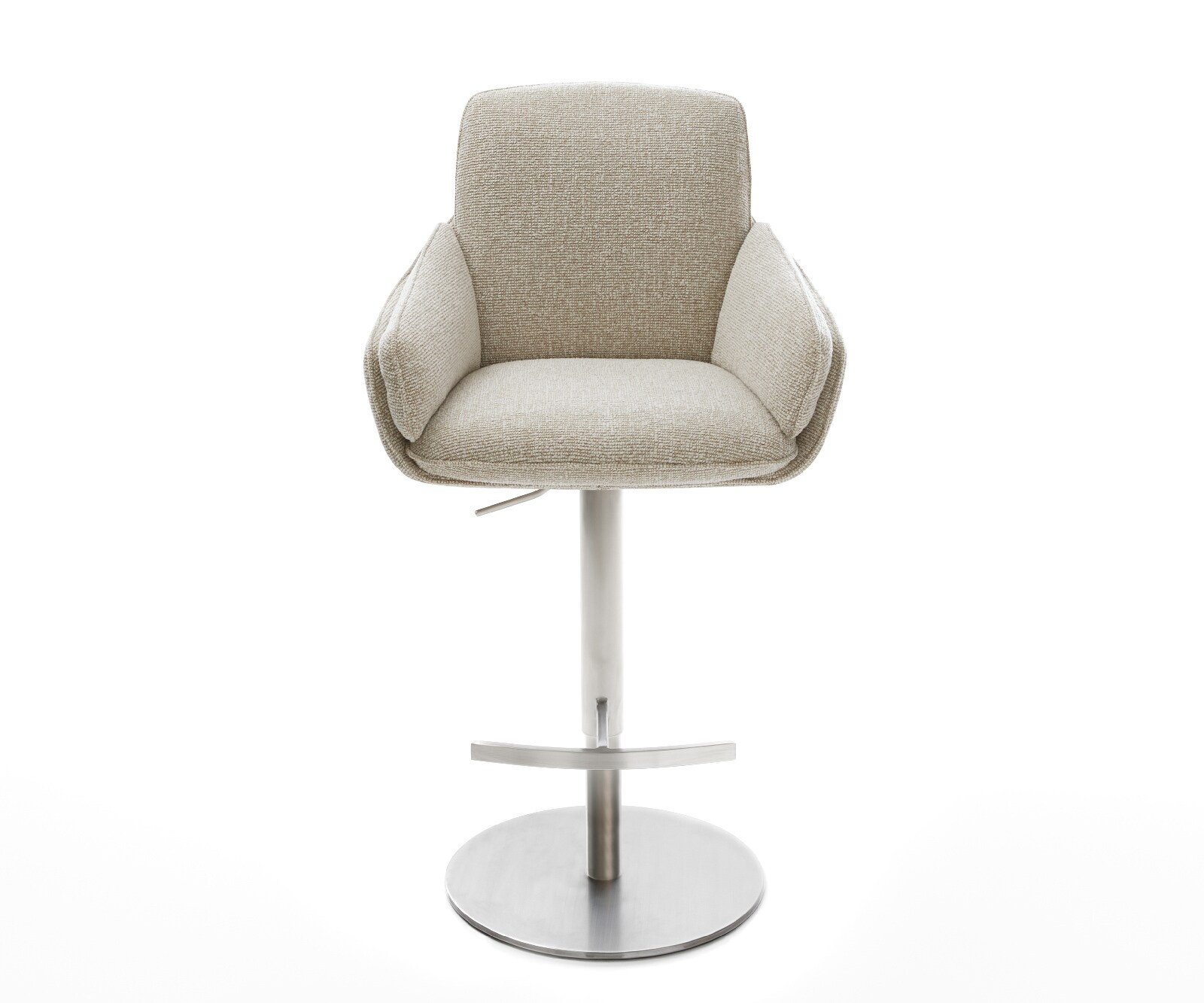 Barstuhl Luan-Flex Webstoff Soft Beige Drehfuß höhenverstellbar Edelstahl Silberfarben 2