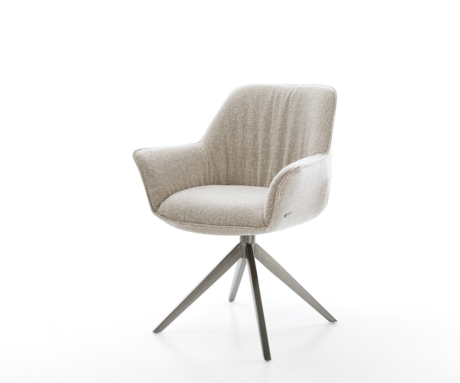 Chaise-pivotante Keila-Flex avec accoudoirs tissu tissé doux beige pied croisé large grafiete pivotement sur 360° fonction bascule 1