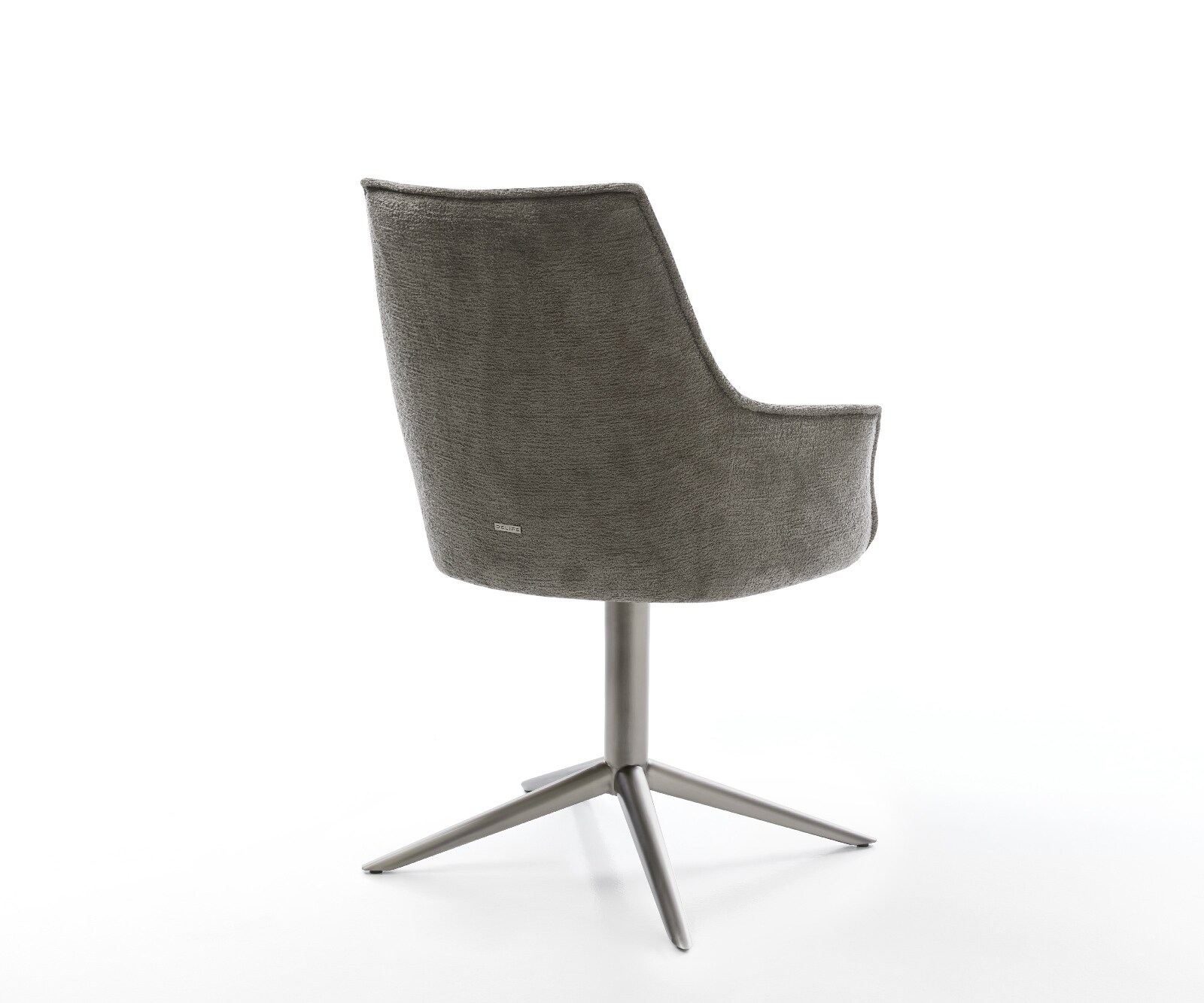 Chaise-pivotante Alja-Flex avec accoudoirs bouclé doux couleur boue pied de chaise 4 branches grafiete pivotement sur 360° fonction bascule resorts ensachés 5