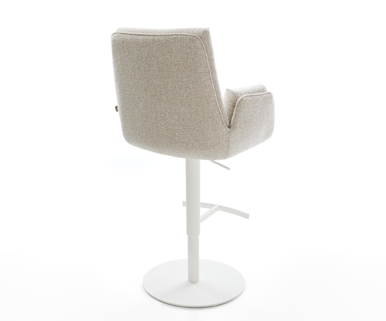 Barstuhl Clea-Flex Webstoff Soft Beige Drehfuß höhenverstellbar Metall Weiß 5