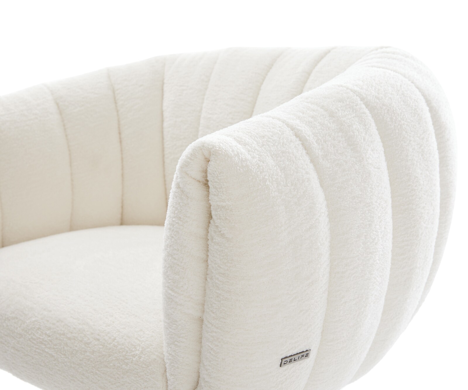 Chaise-pivotante Jada-Flex bouclé doux beige pied croisé angulaire aspect titane pivotement sur 360° fonction bascule ressorts ensachés 4