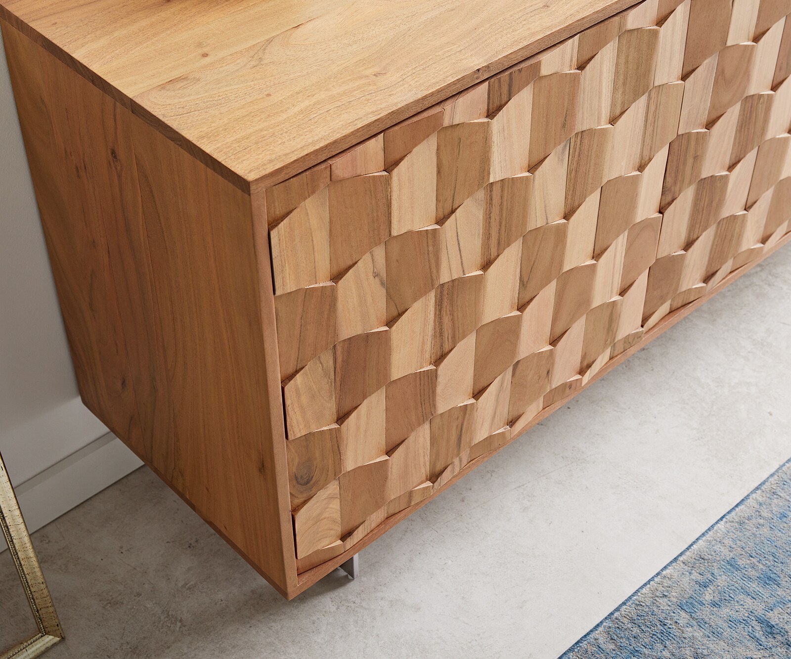 Buffet Fevo 175 cm acacia nature 2 portes 3 tiroirs Pied-L 5