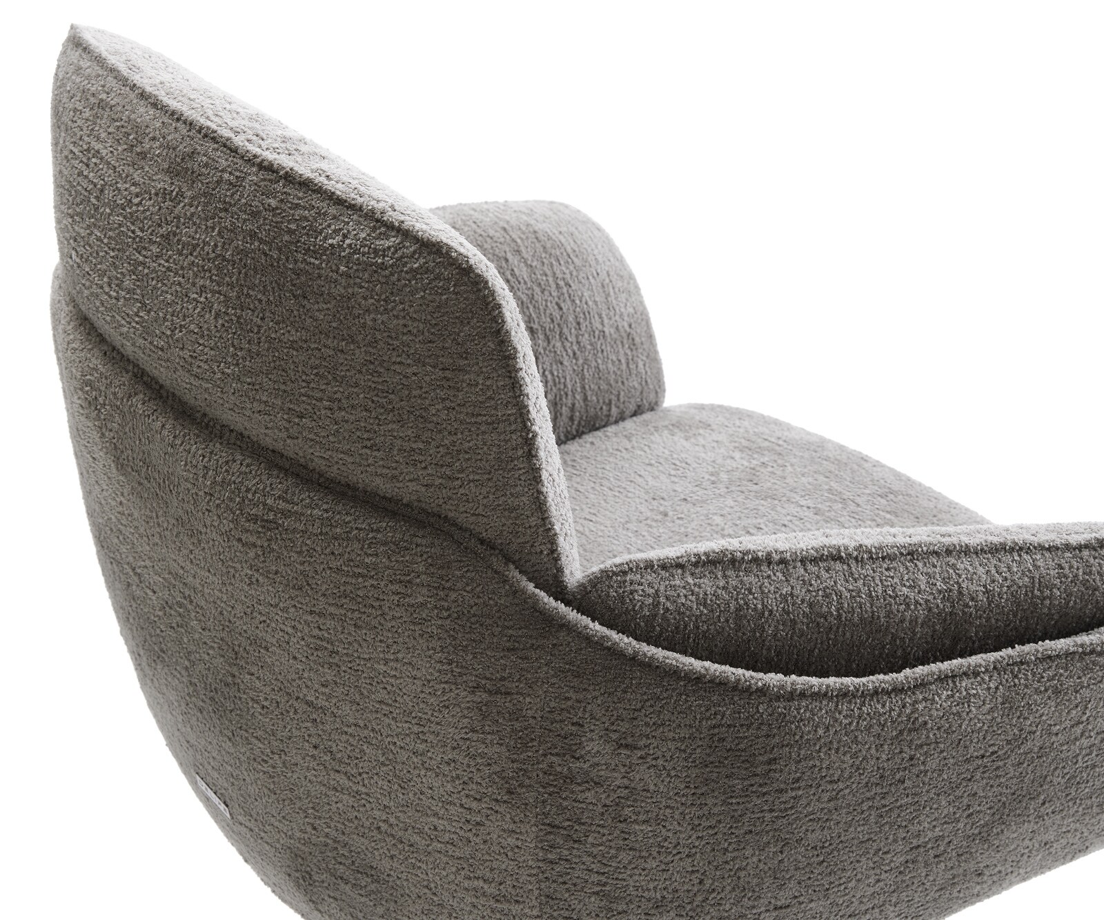 Esszimmerstuhl Luan-Flex mit Armlehnen Bouclé Soft Schlamm Kreuzgestell konisch Edelstahl 4