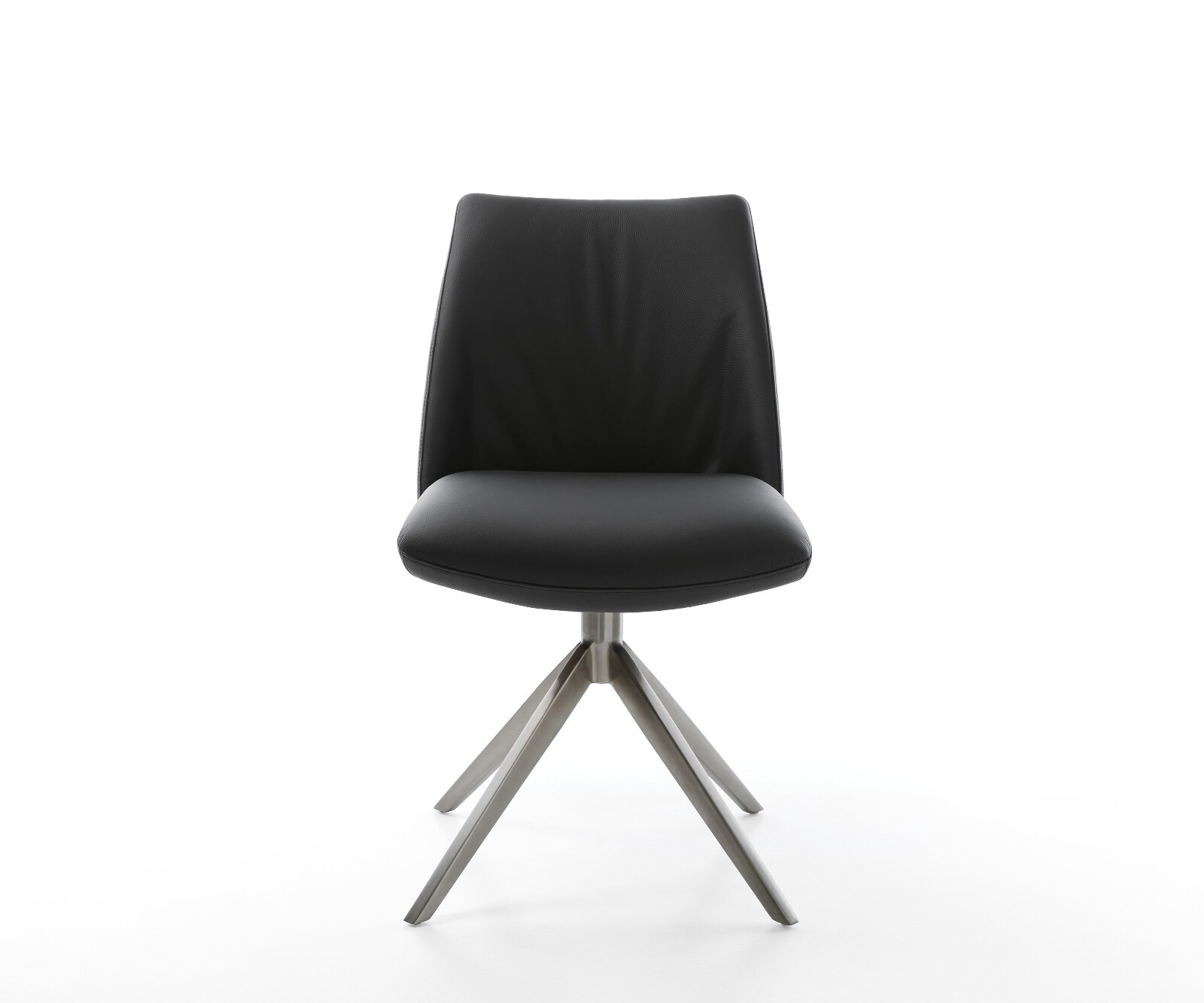 Chaise-pivotante Elso-Flex cuir de vache noir pied croisé large grafiete pivotement sur 360° fonction bascule ressorts ensachés 1