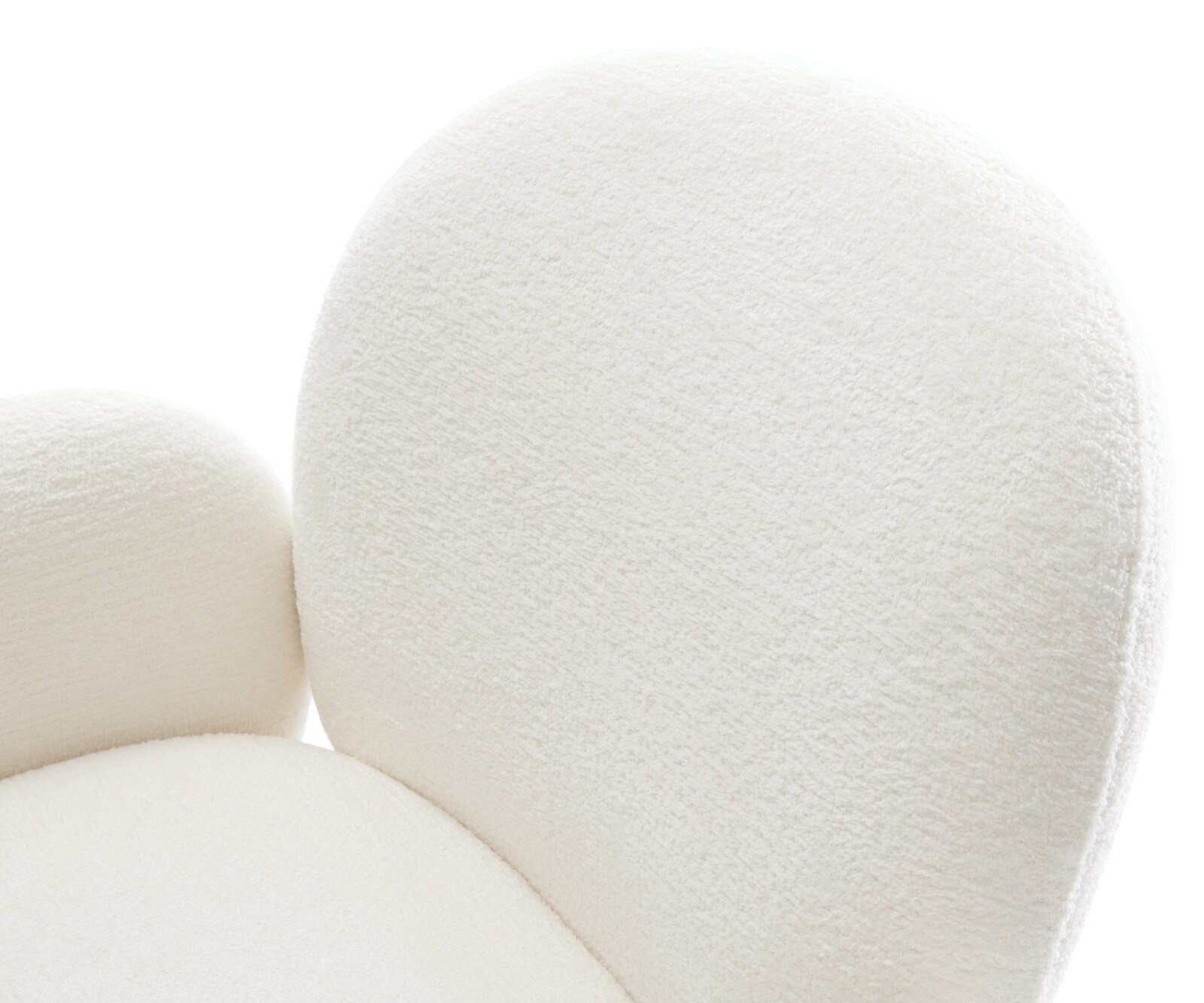 Drehstuhl Nube-Flex mit Armlehnen Bouclé Soft Beige Kreuzgestell breit Weiß 360° drehbar Wippfunktion Taschenfederkern 4