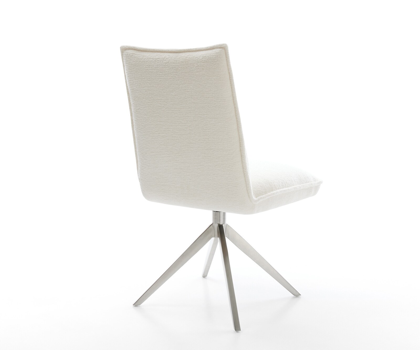 Drehstuhl Lelio-Flex Bouclé Soft Beige Kreuzgestell breit Edelstahl 360° drehbar Wippfunktion Taschenfederkern 4