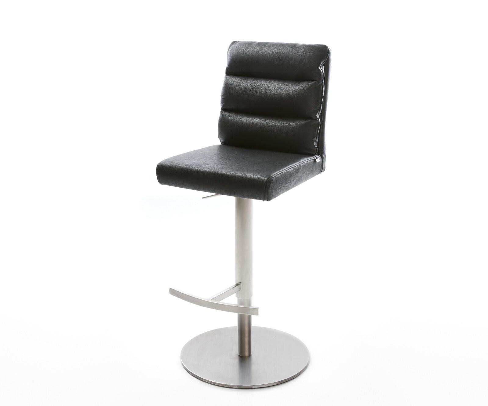 Chaise-de-bar Pela-Flex cuir véritable noir pied pivotant réglable en hauteur acier inoxydable 1