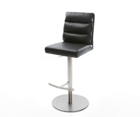 Chaise-de-bar Pela-Flex cuir véritable noir pied pivotant réglable en hauteur acier inoxydable