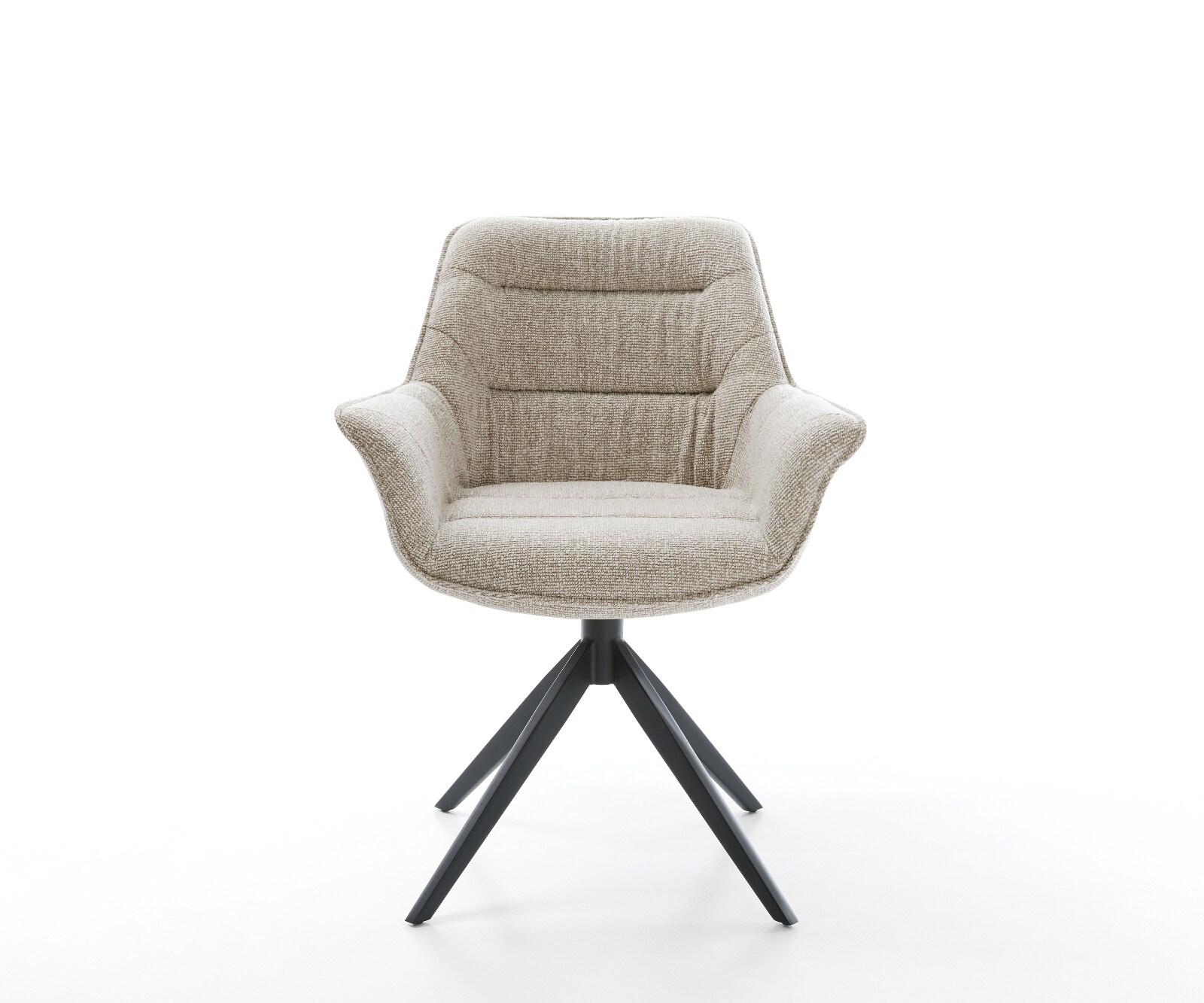 Drehstuhl Kaira-Flex Webstoff Soft Beige Kreuzgestell breit Schwarz 360° drehbar Wippfunktion 2