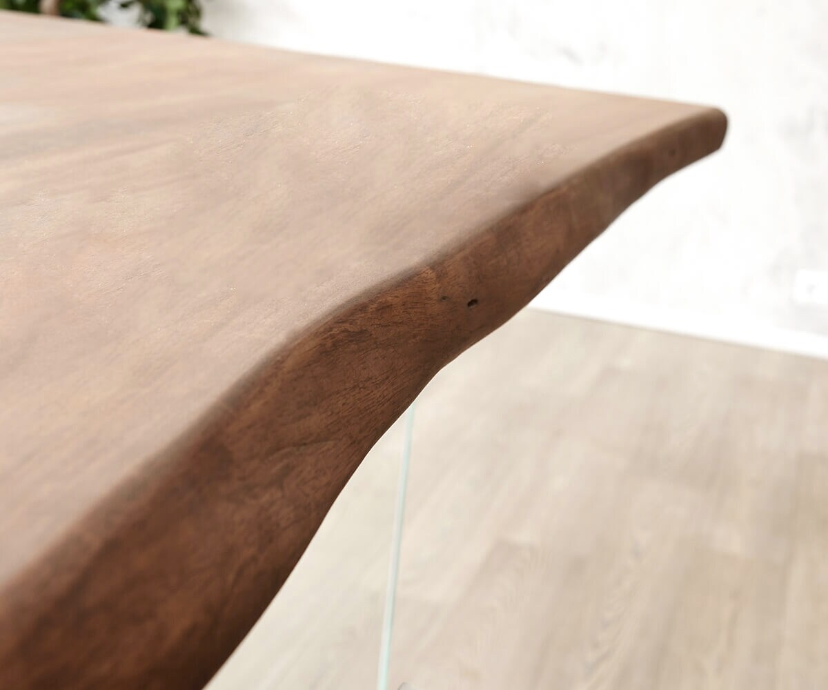 Table-à-manger Edge 200x100cm XL acacia marron verre Live-Edge 5