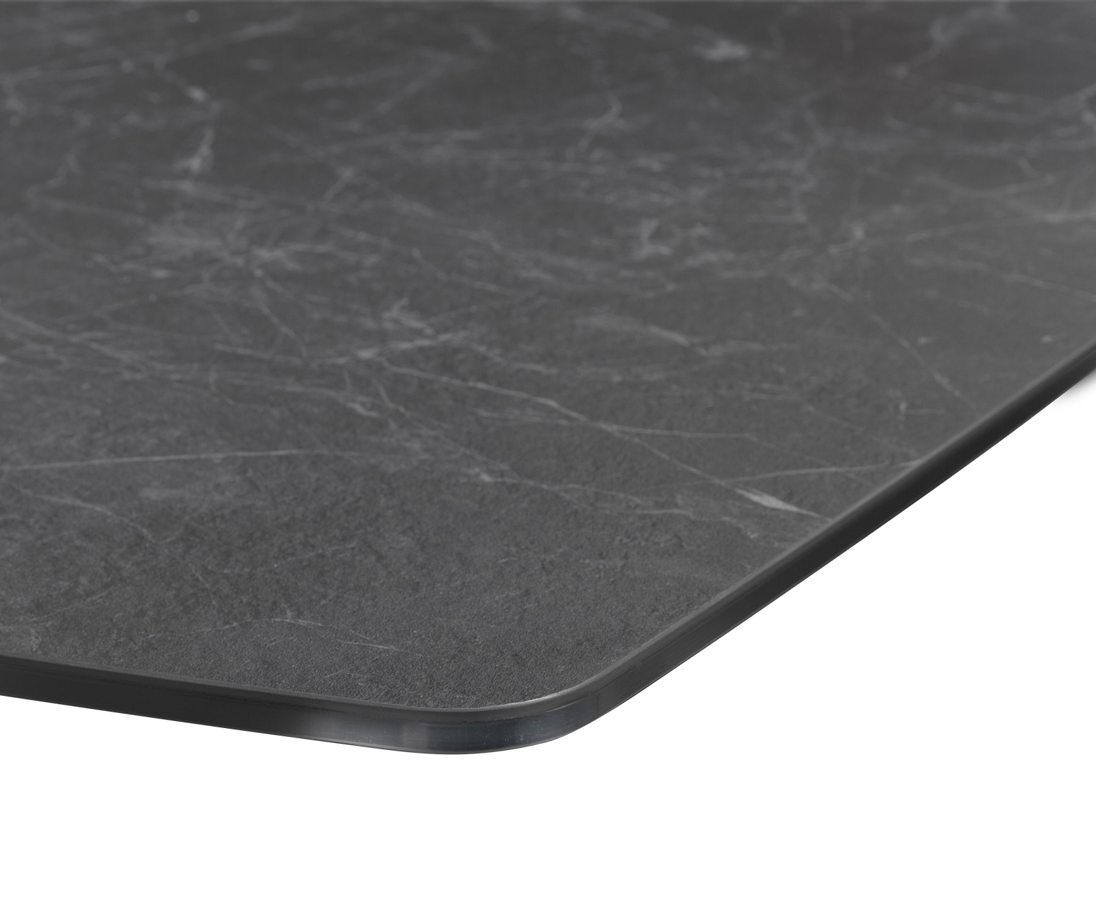 Table-à-manger Edge forme Boot 200x100cm Laminam® céramique gris pieds milieu acier plat noir 4 Table-à-manger Edge forme Boot 200x100cm Laminam® céramique gris pieds milieu acier plat noir 4