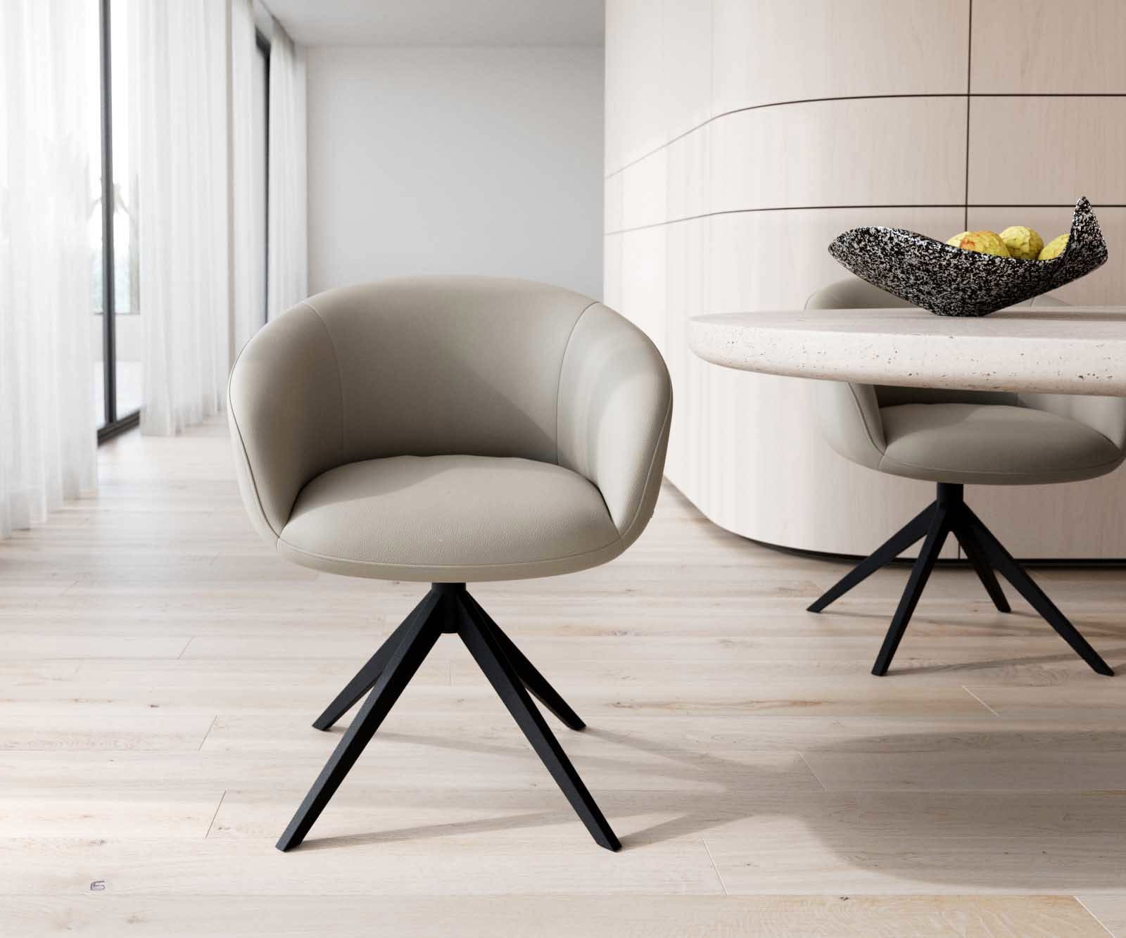 Drehstuhl Vinka-Flex mit Armlehnen Echt-Leder Schlamm Kreuzgestell breit Schwarz 360° drehbar Taschenfederkern 1 Drehstuhl Vinka-Flex mit Armlehnen Echt-Leder Schlamm Kreuzgestell breit Schwarz 360° drehbar Taschenfederkern 1