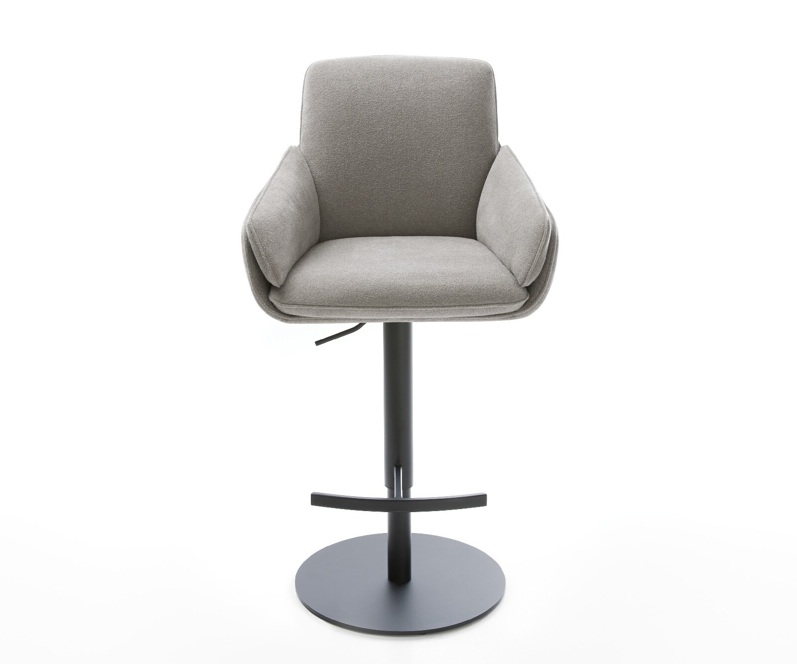 Chaise-de-bar Luan-Flex Tissu structuré doux Gris Pied pivotant réglable en hauteur Noir Noir 2