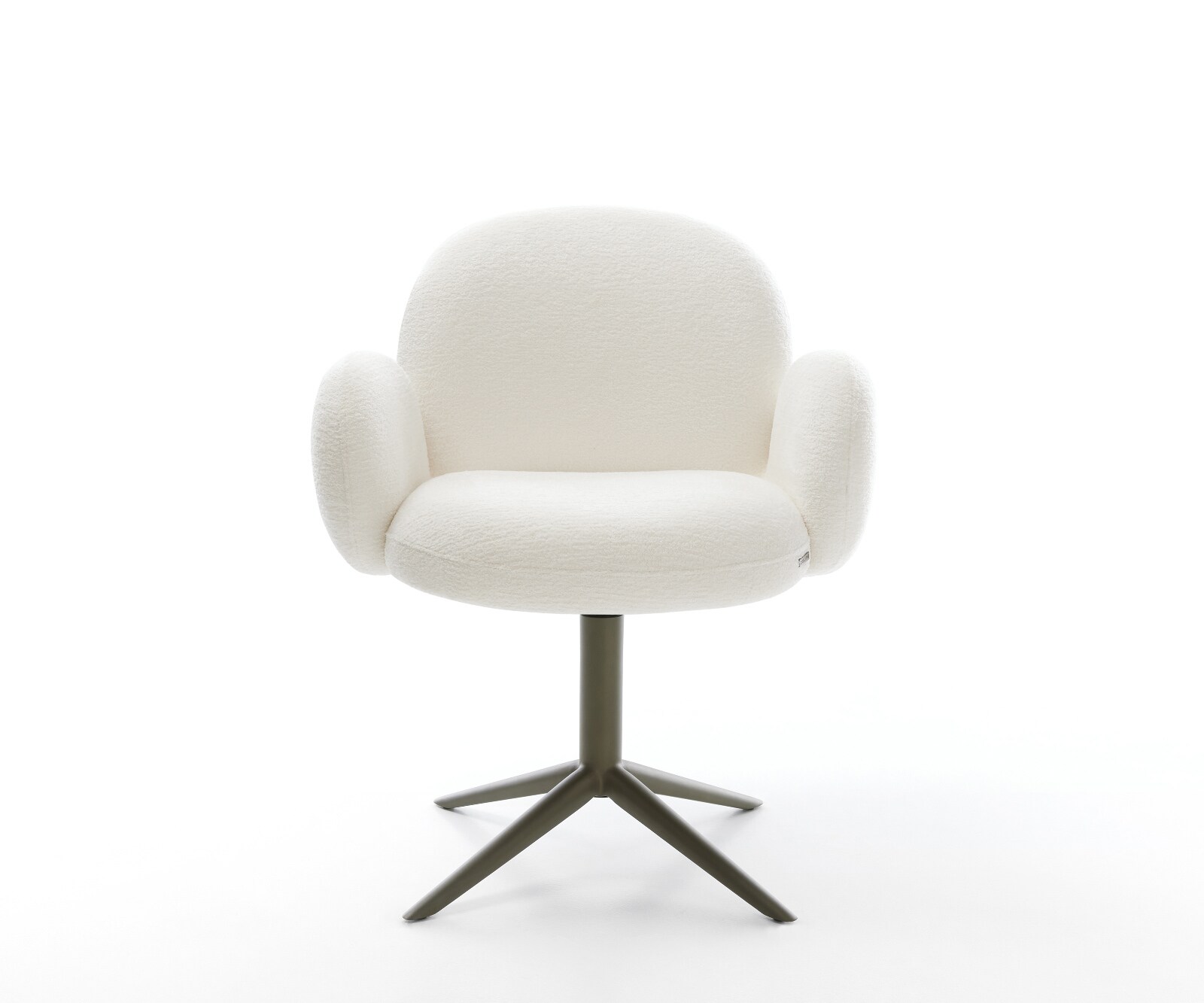 Drehstuhl Nube-Flex mit Armlehnen Bouclé Soft Beige Fußkreuz Effektfinish Titan 360° drehbar Wippfunktion Taschenfederkern 2