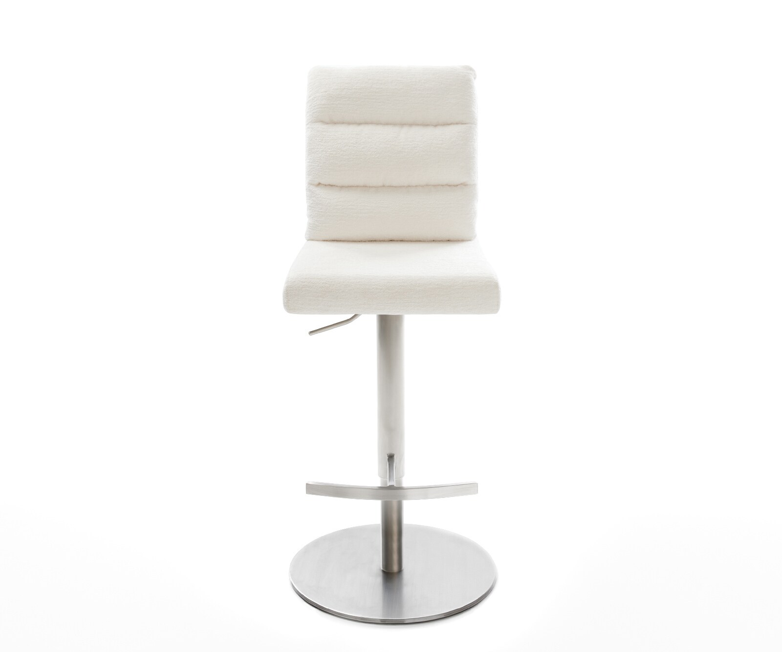 Barstuhl Pela-Flex Bouclé Soft Beige Drehfuß höhenverstellbar Edelstahl Silberfarben 2