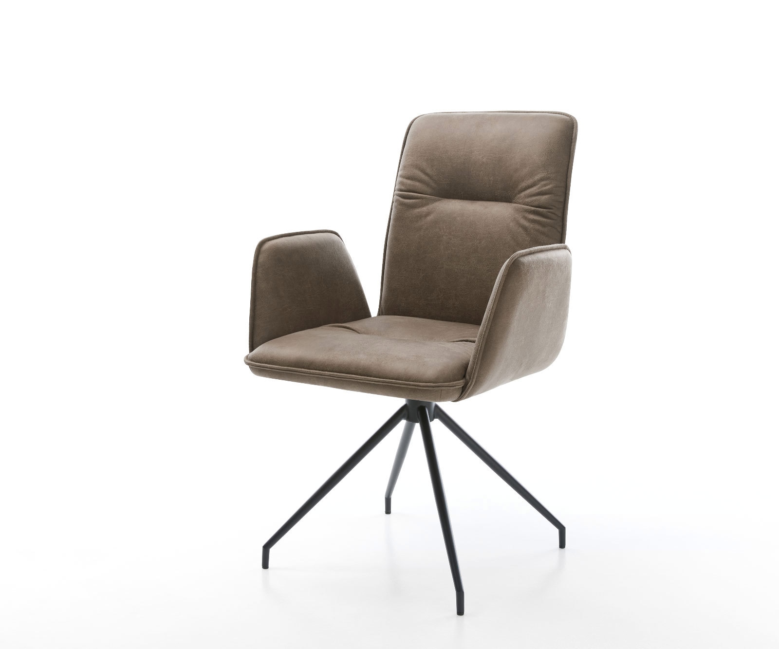 Drehstuhl Vinja-Flex Taupe Vintage Kreuzgestell konisch Schwarz 180° drehbar Drehstuhl Vinja-Flex Taupe Vintage Kreuzgestell konisch Schwarz 180° drehbar