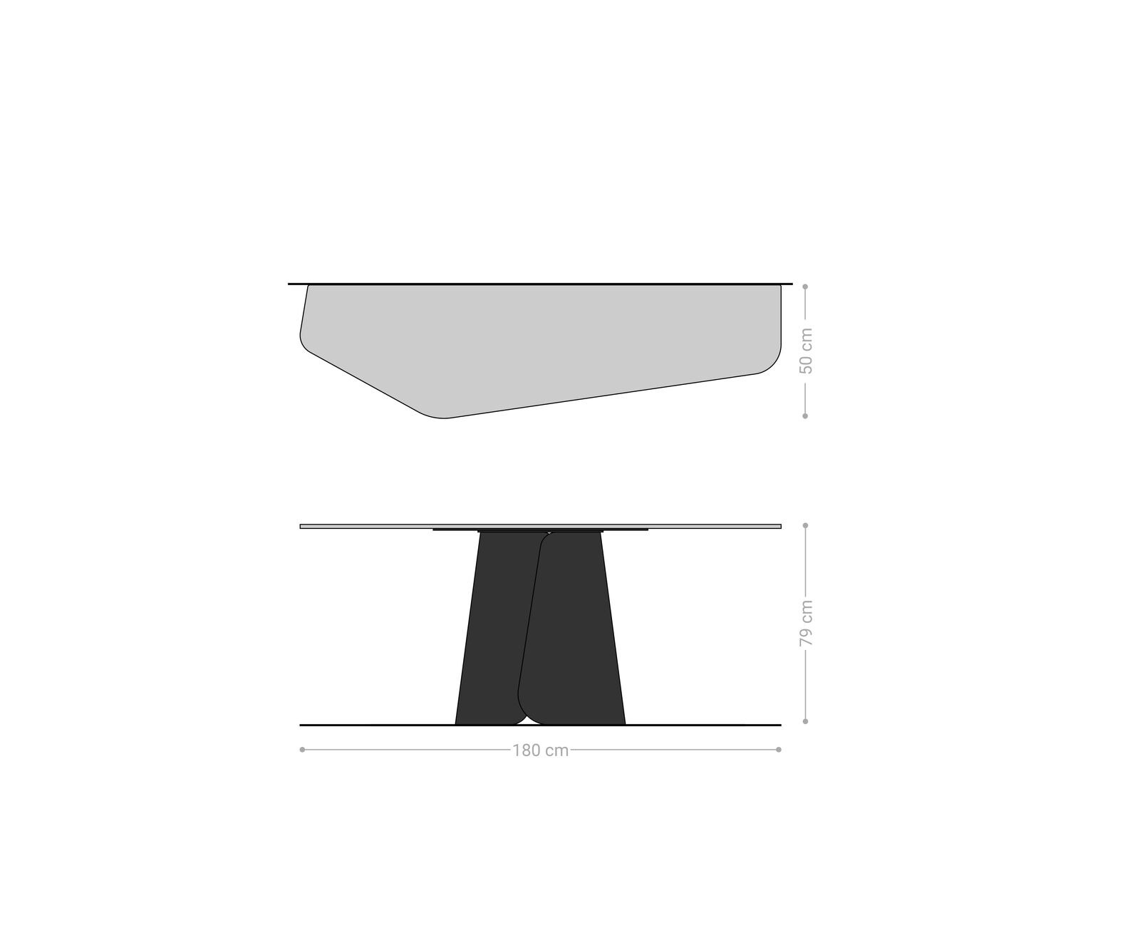 Konsolentisch Edge Polygonal 180x50 cm Keramik Laminam® Noir Desir Braun Livos Metall Effektfinish Titan 7