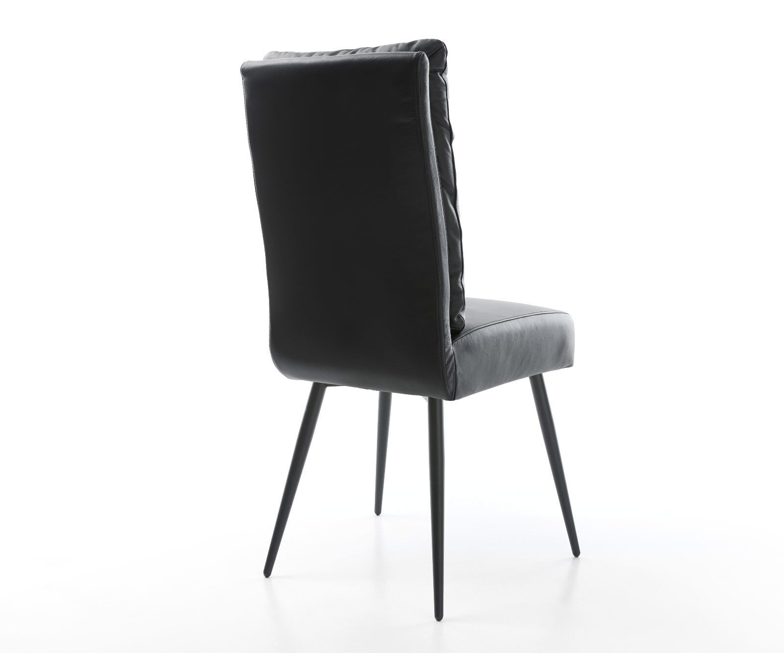 Chaise-de-salle-à-manger Pela-Flex cuir de vache noir 4 pieds coniques noir ressorts ensachés 5