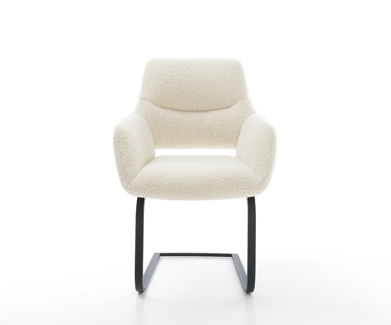 Freischwinger Yago-Flex mit Armlehnen Teddystoff Beige Freischwinger flach Schwarz Taschenfederkern 1