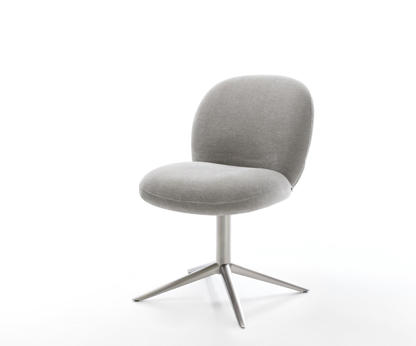 Drehstuhl Nube-Flex Strukturstoff Soft Grau Fußkreuz Edelstahl 360° drehbar Wippfunktion Taschenfederkern 1