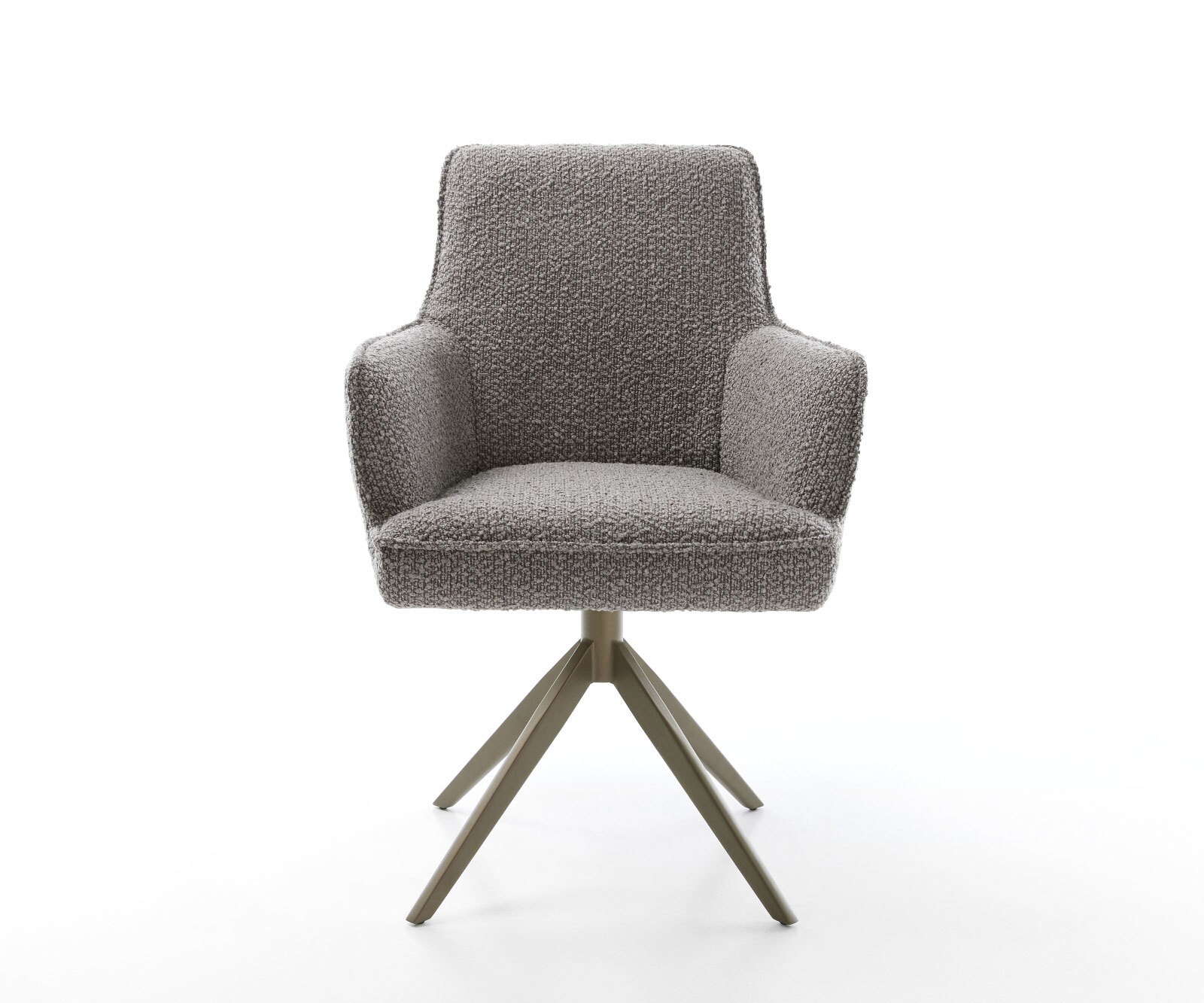 Drehstuhl Heira-Flex mit Armlehnen Bouclé Silbergrau Kreuzgestell breit Effektfinish Titan 360° drehbar Wippfunktion Taschenfederkern 1