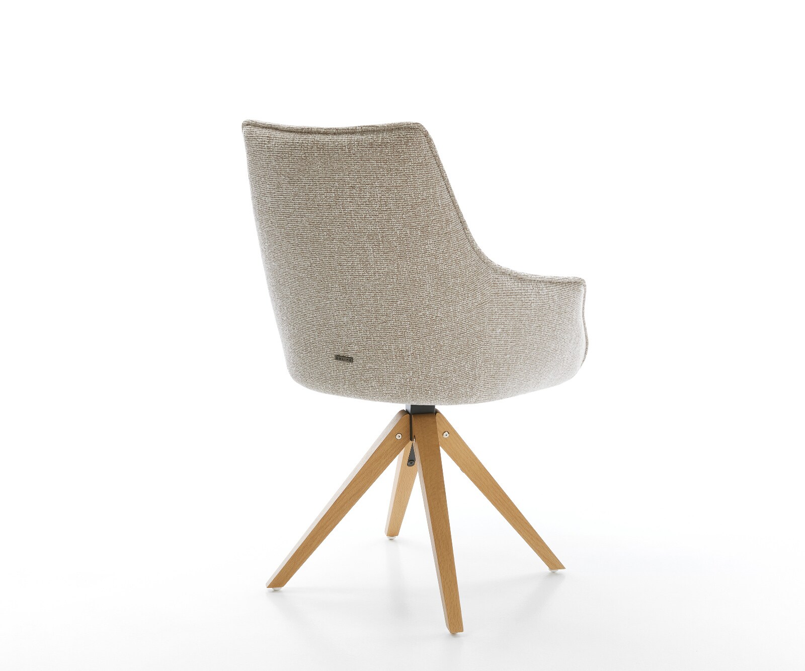 Drehstuhl Alja-Flex mit Armlehnen Webstoff Soft Beige Holzgestell kantig Natur 180° drehbar Taschenfederkern 4