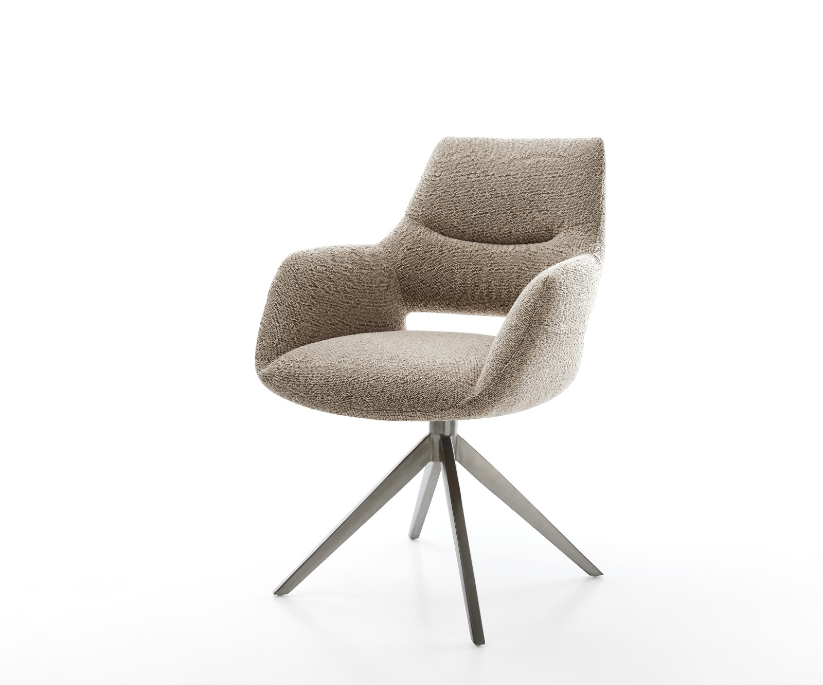 Chaise-pivotante Yago-Flex avec accoudoirs bouclé boue pied croisé large grafiete pivotement sur 360° fonction bascule ressorts ensachés